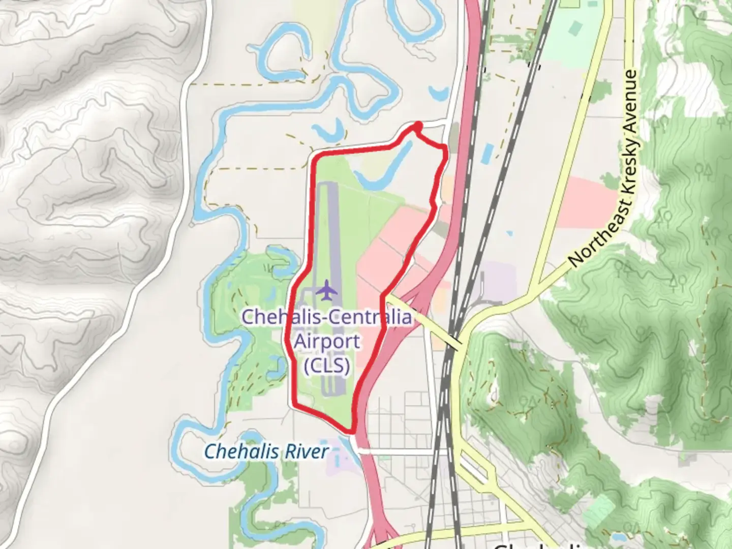 An image depicting the trail Airport Levee Trail and its surrounding area.