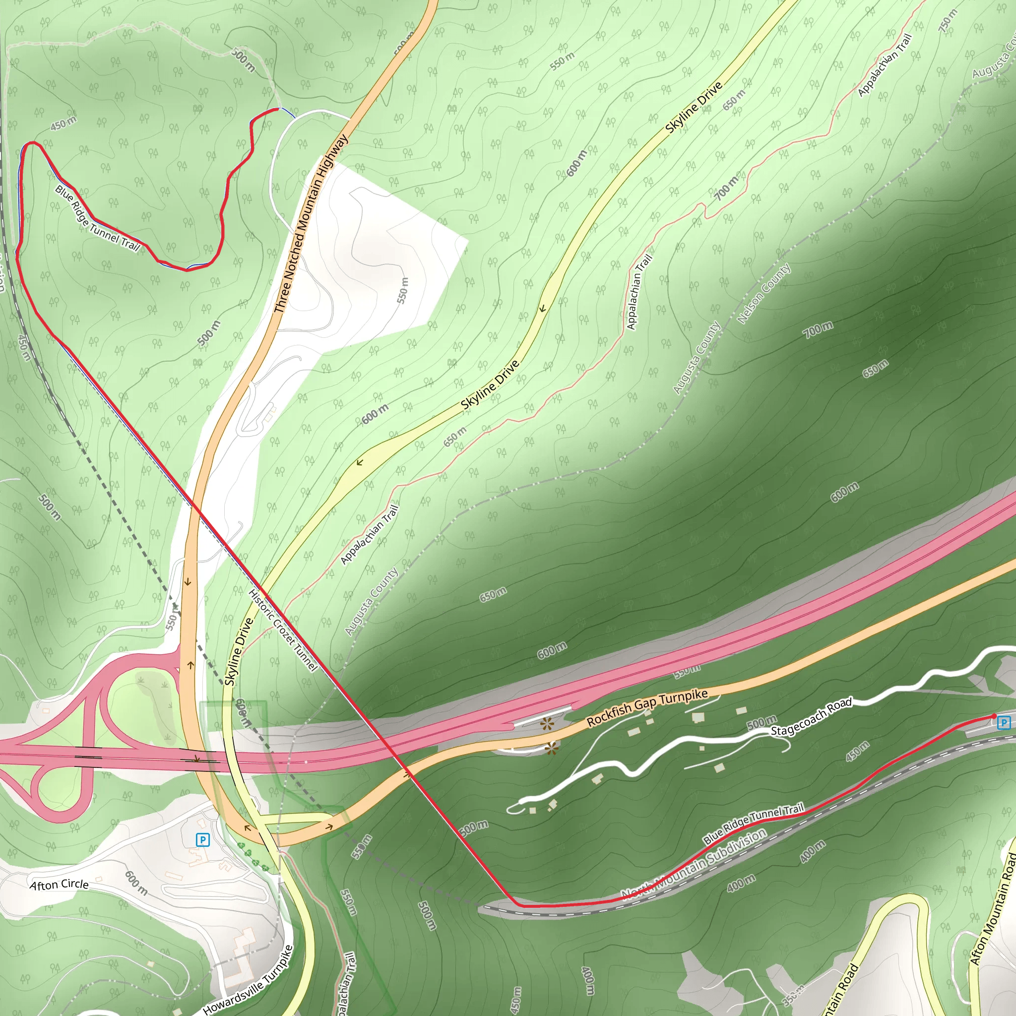 Blue Ridge Tunnel Trail mobile static map