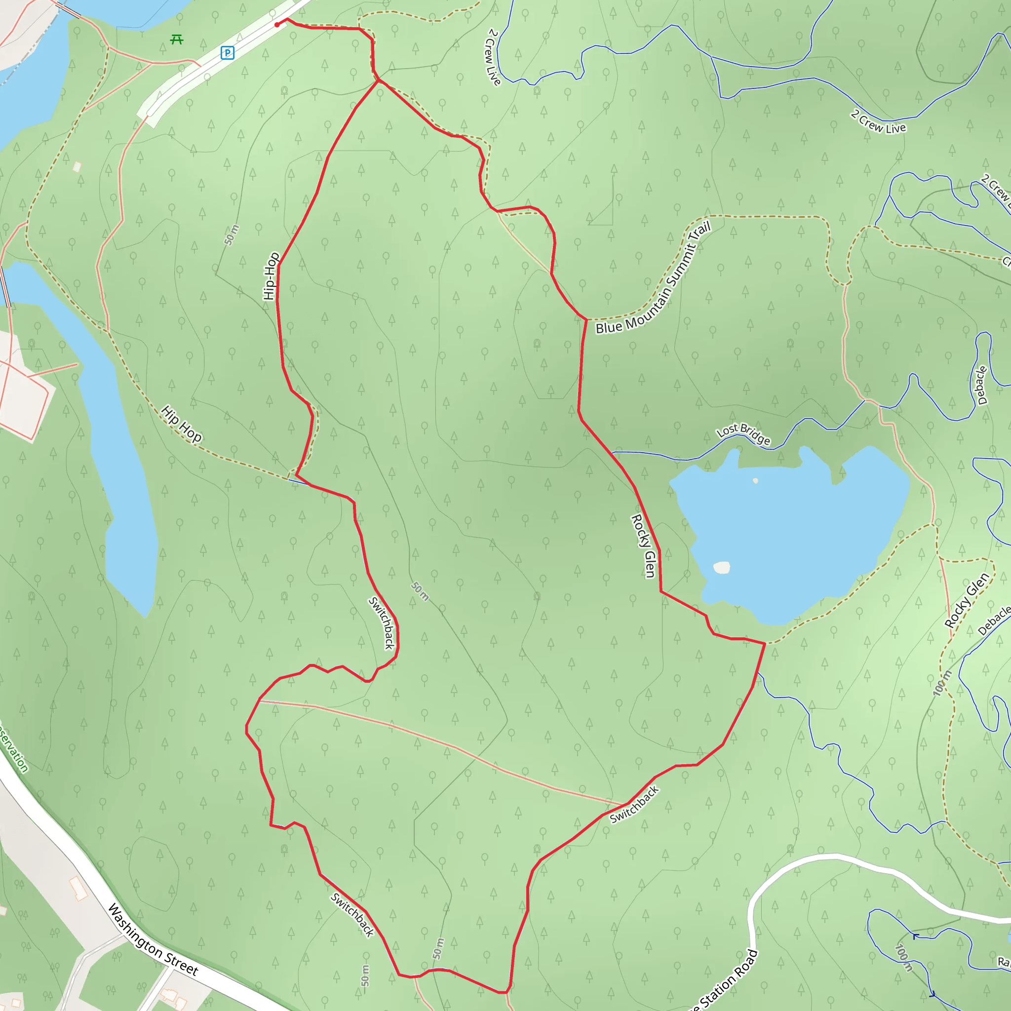 Rocky Glen and Switchback Loop Trail mobile static map