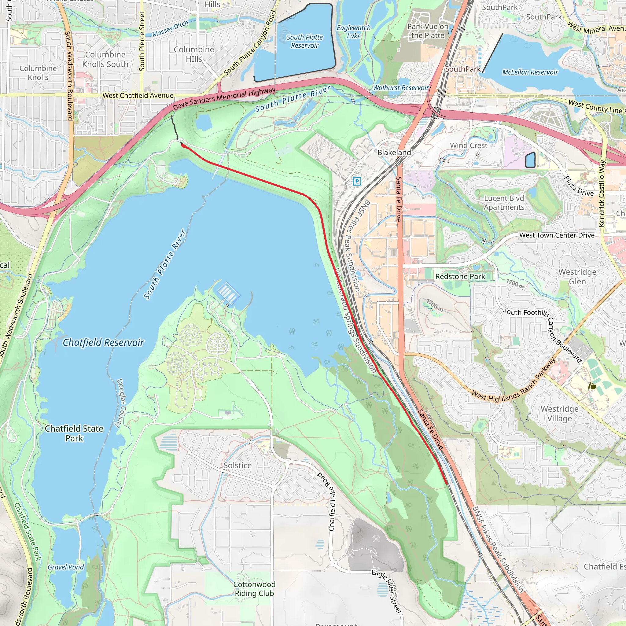 Chatfield Dam Trail mobile static map