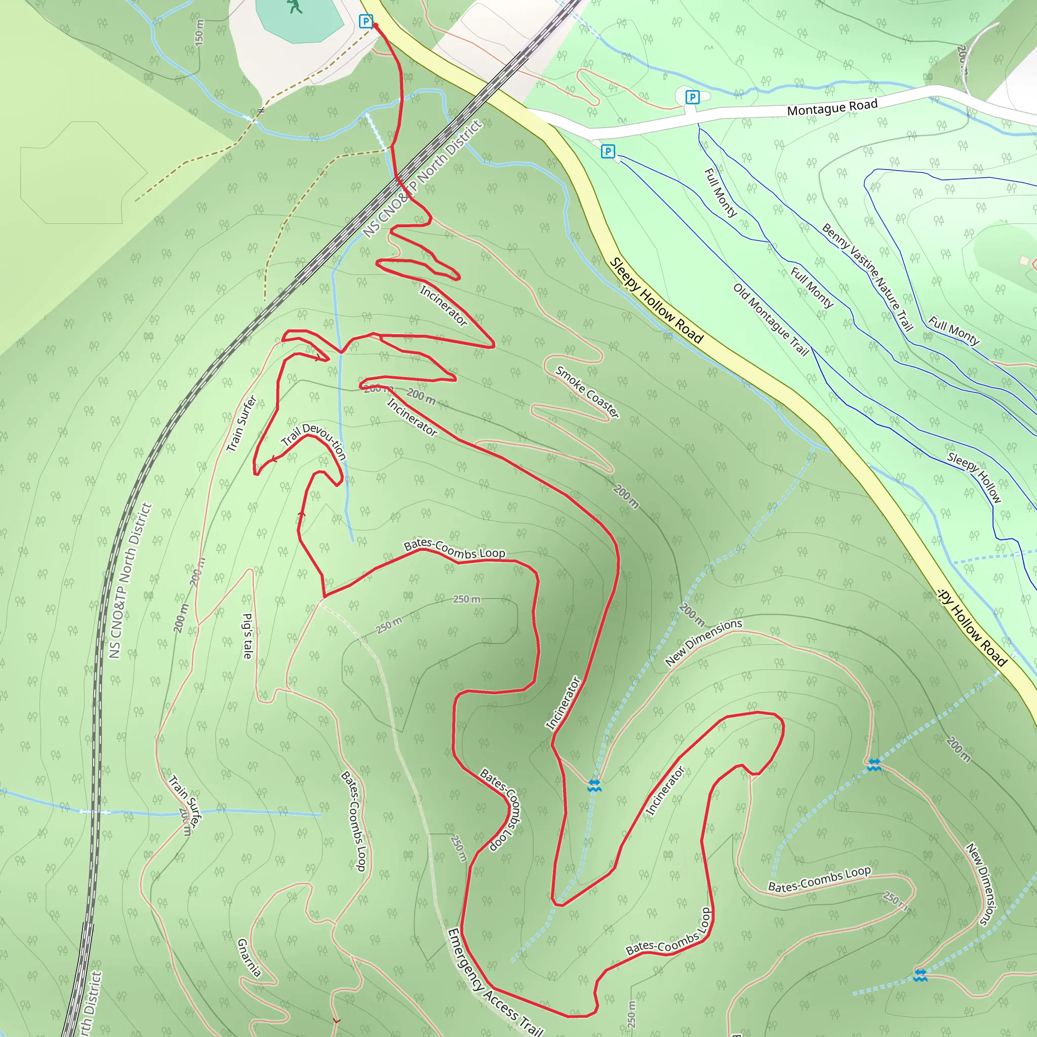 Incinerator and Trail Devou-tion Loop mobile static map