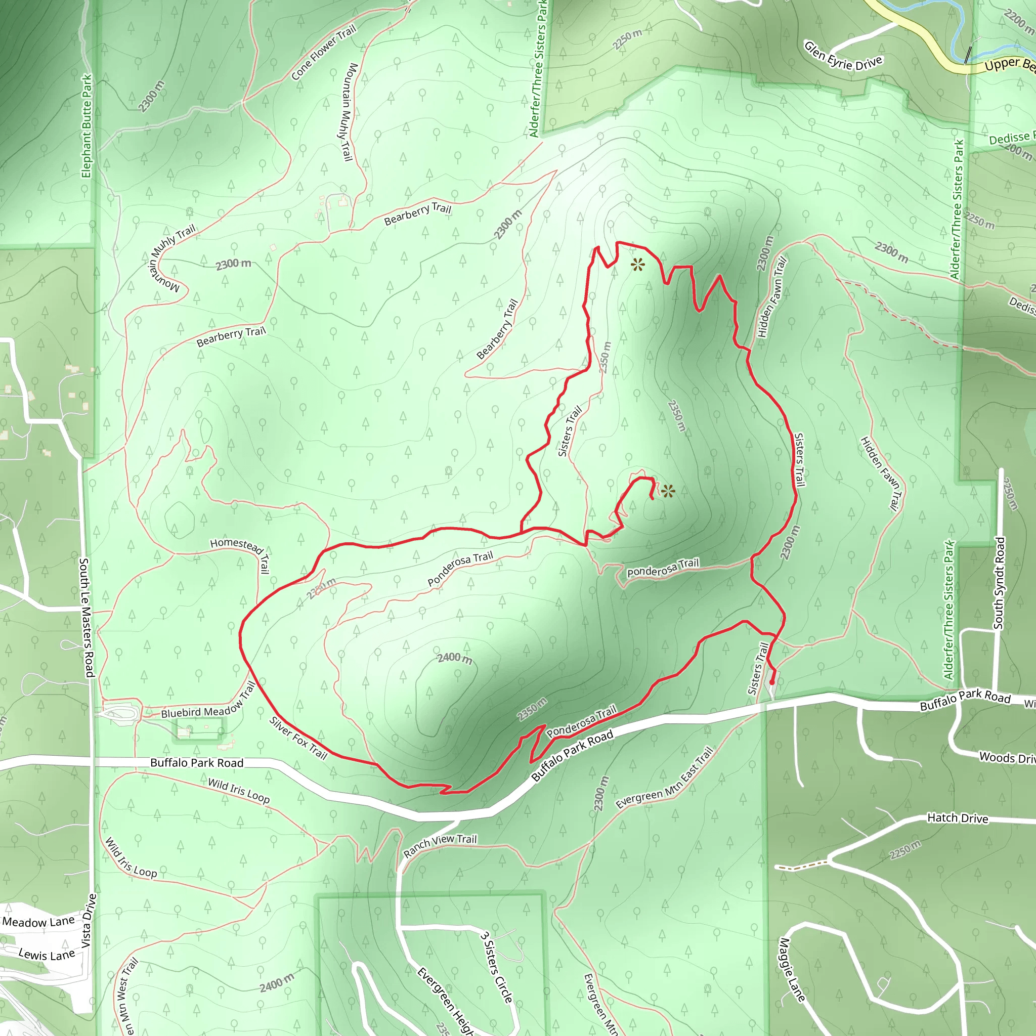 Sisters Trail - Silver Fox Loop Trail mobile static map