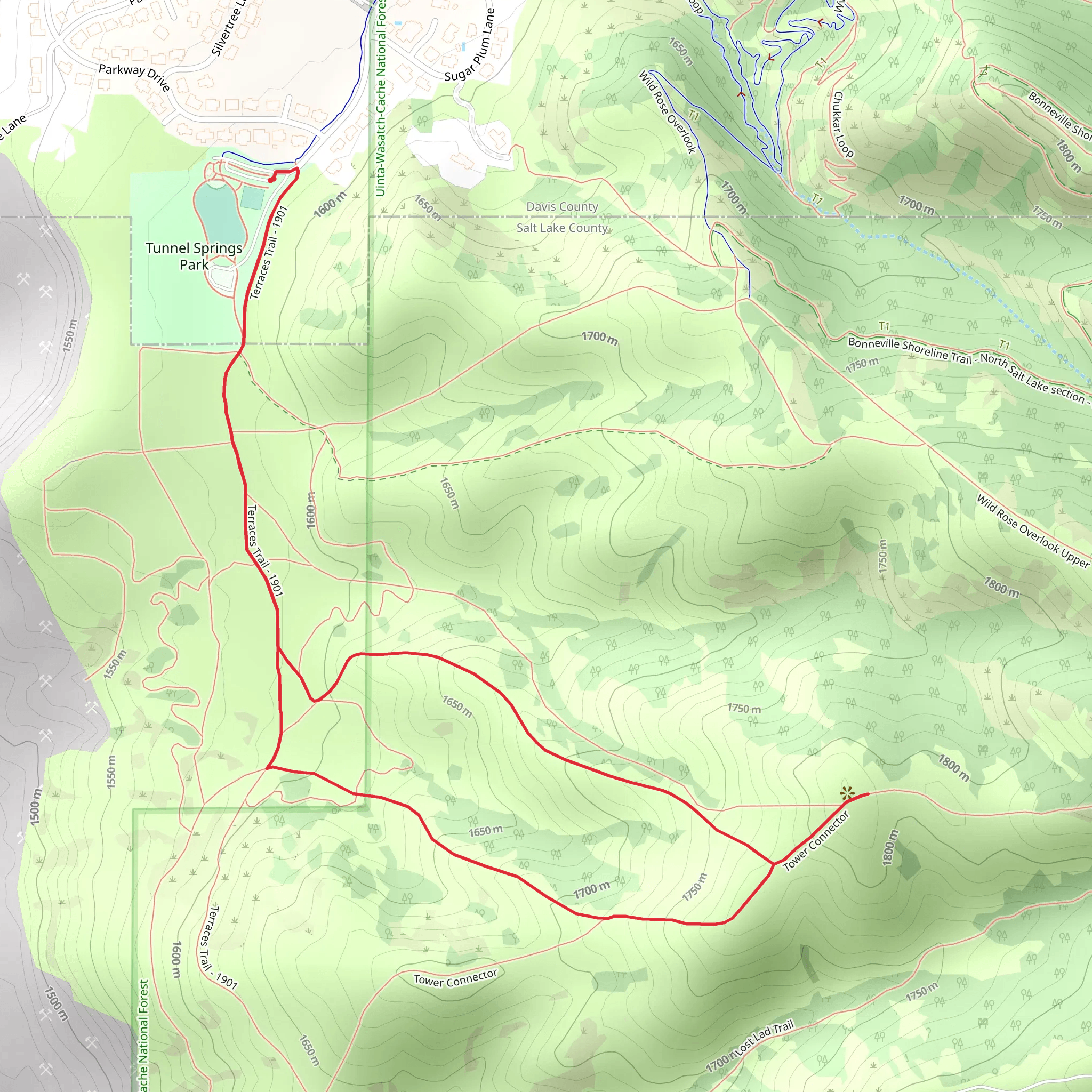 Terraces Trail and Tower Connector Loop mobile static map