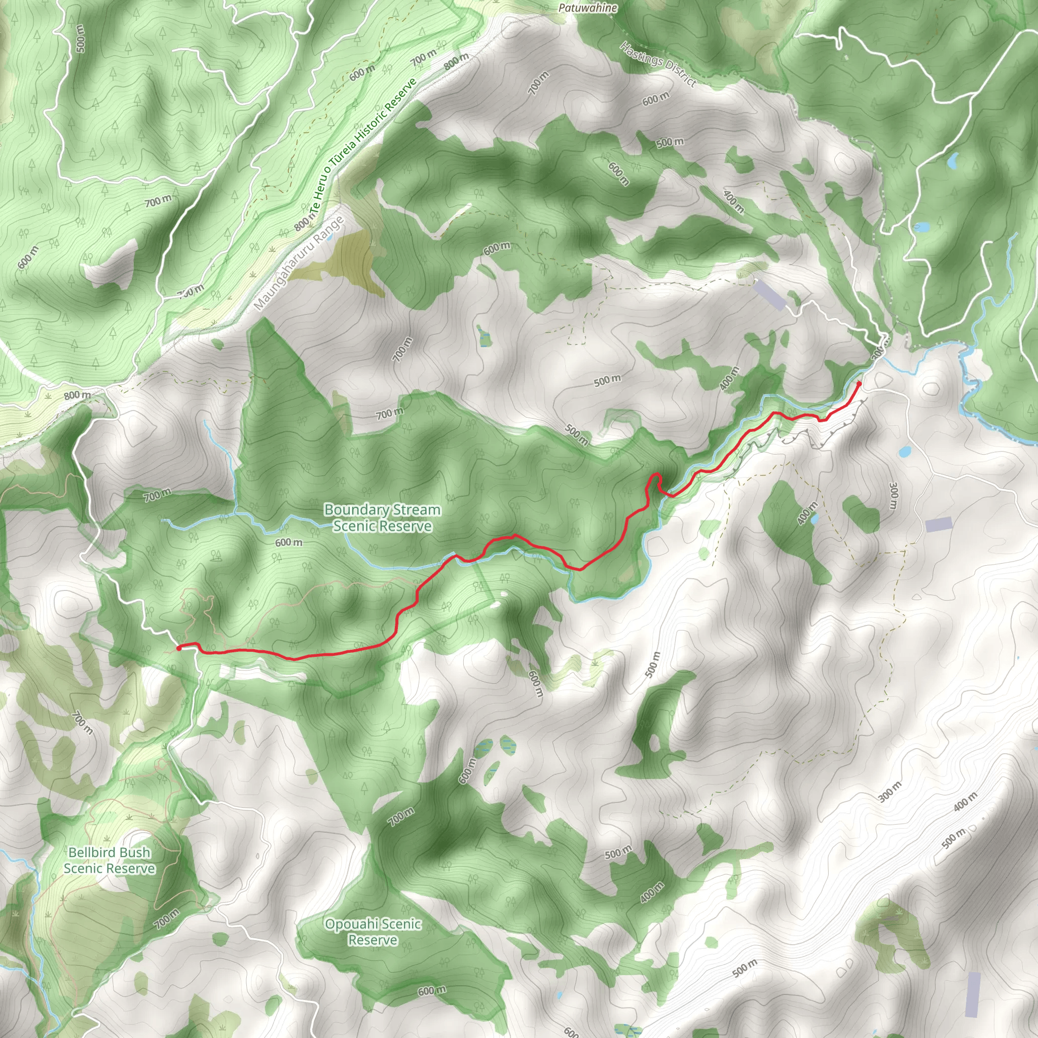 Kamahi Loop Track to Shine Falls and Heays Access Road mobile static map
