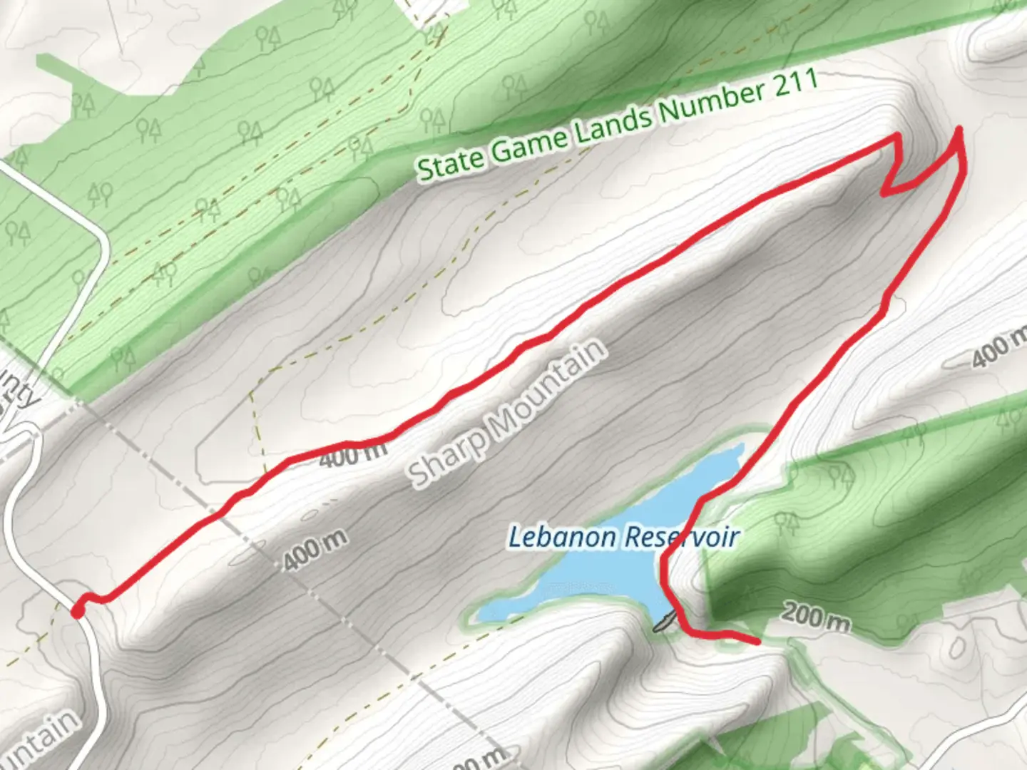 An image depicting the trail Lebanon Reservoir and West Branch Fishing Creek and its surrounding area.
