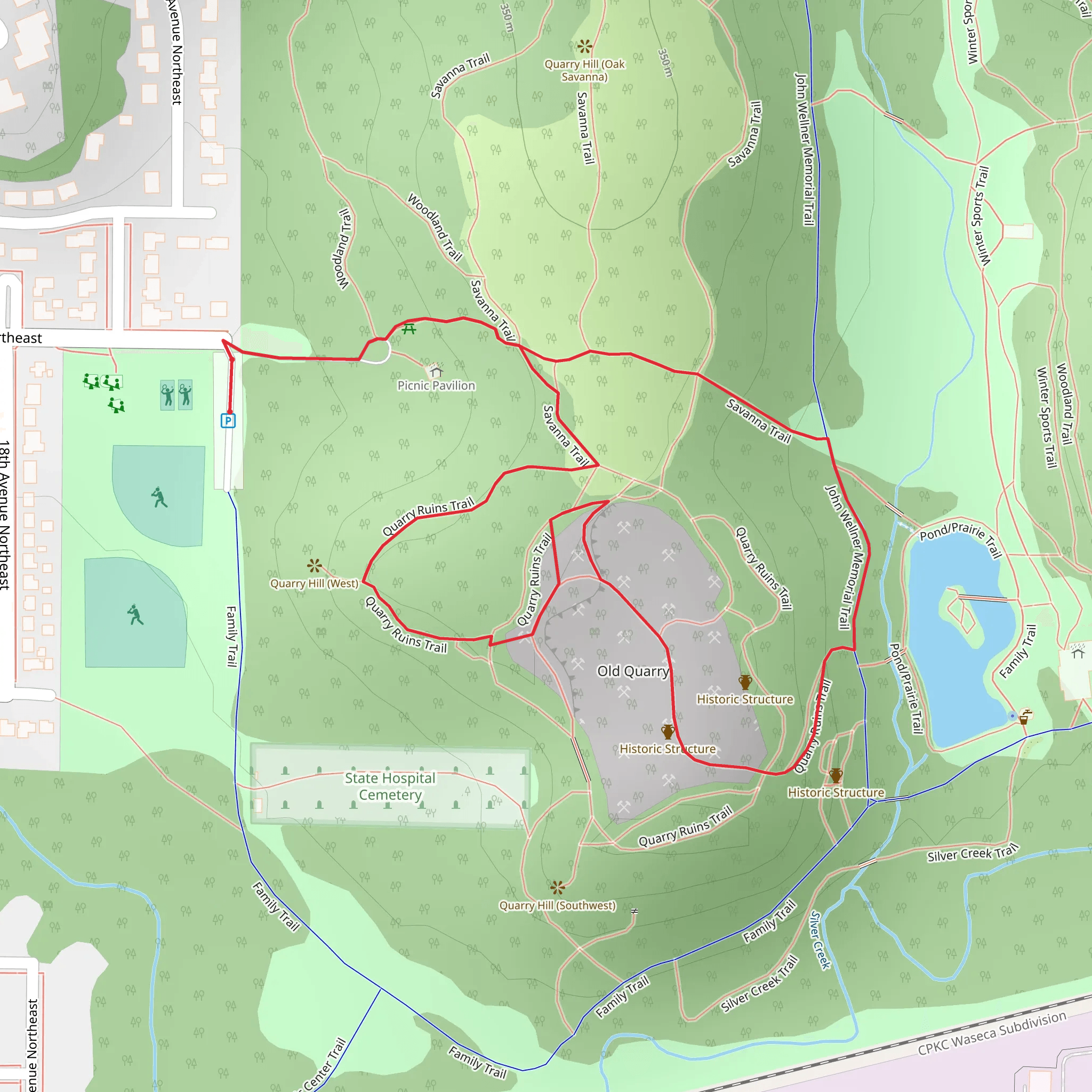 Savanna and Quarry Ruins Loop Trail mobile static map