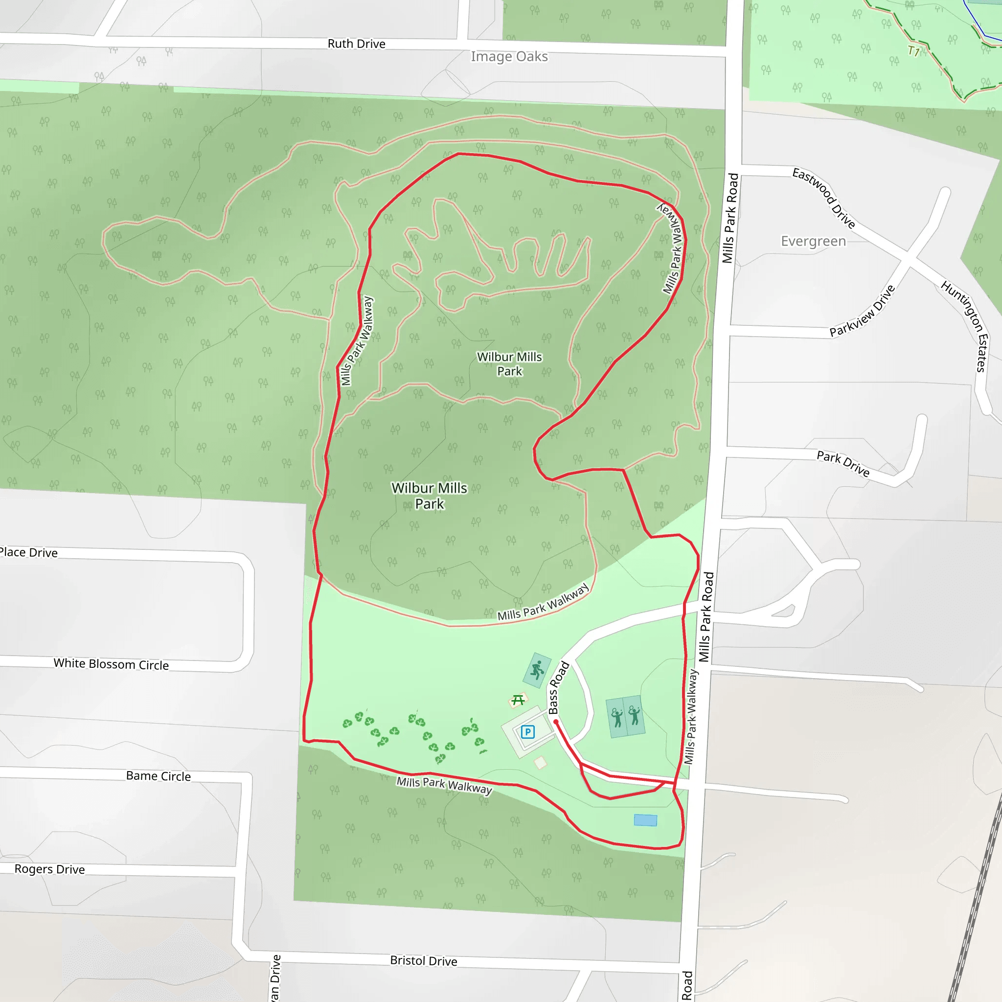 Wilbur Mills Park Loop mobile static map