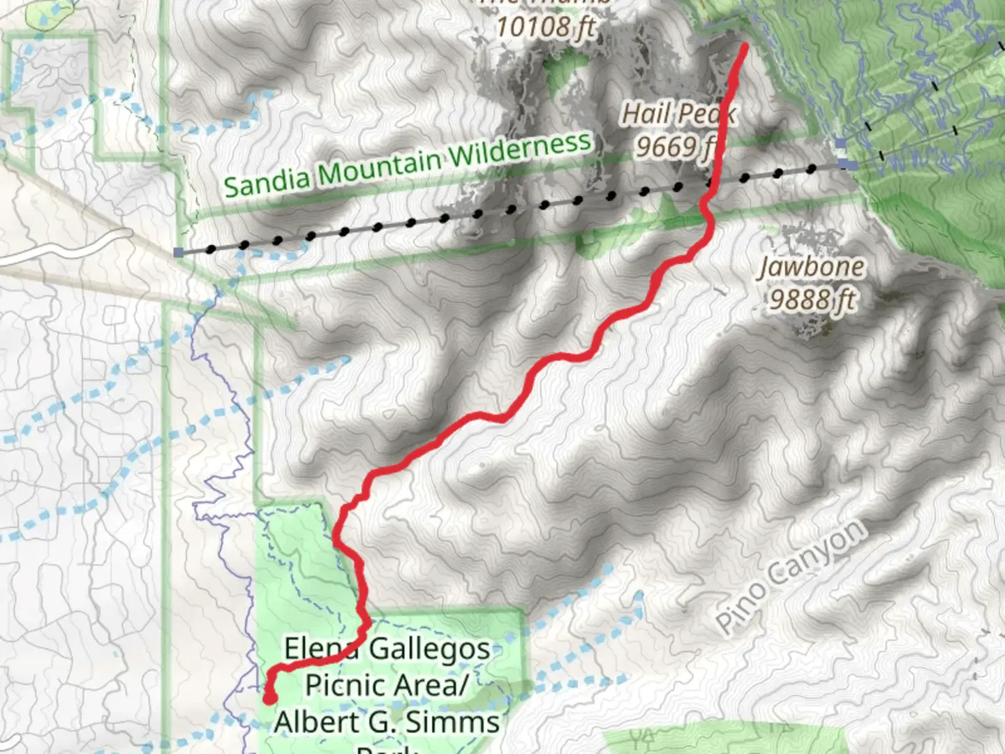 An image depicting the trail Alioth and Dragons Tooth via Domingo Baca Trail and its surrounding area.