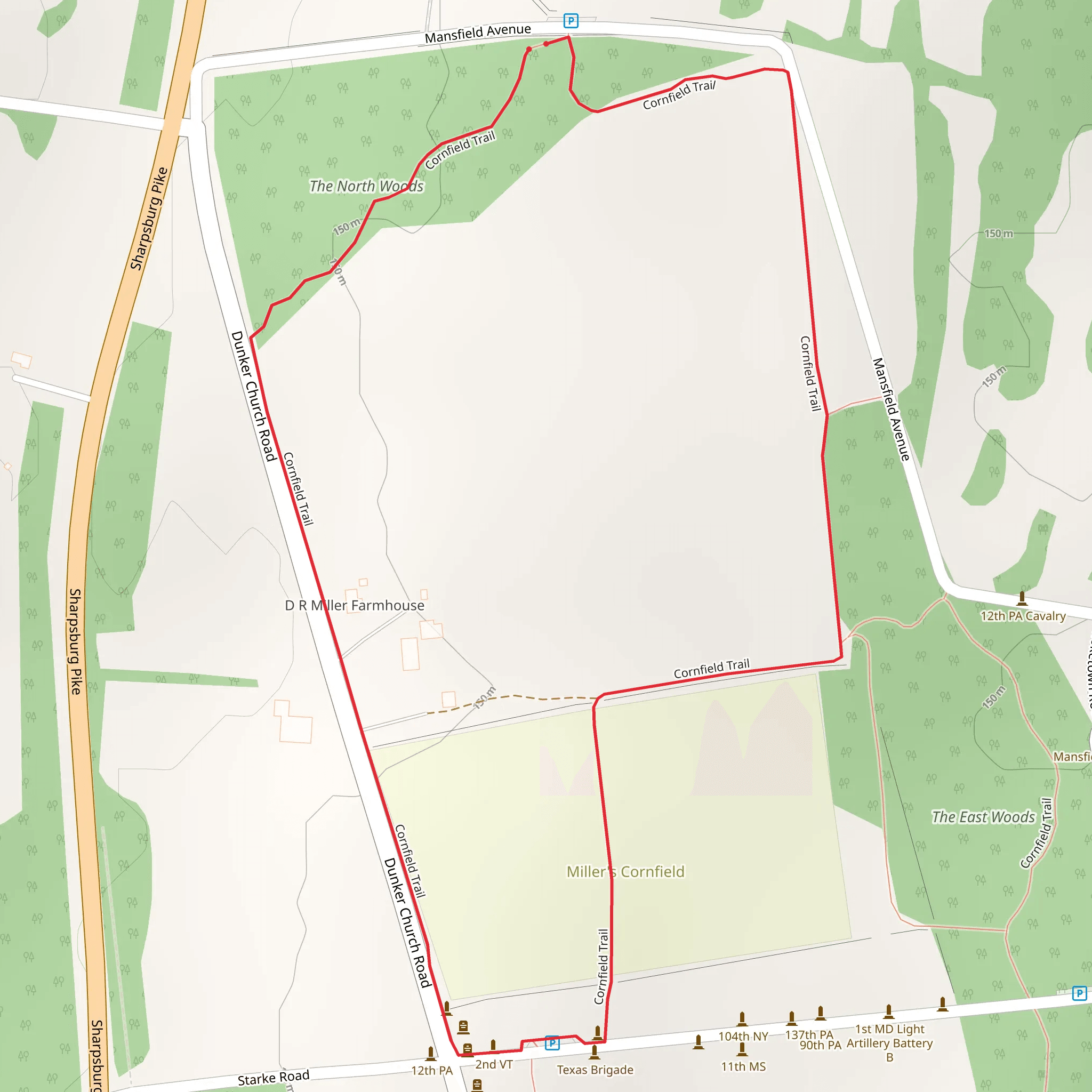 Cornfield Loop Trail mobile static map