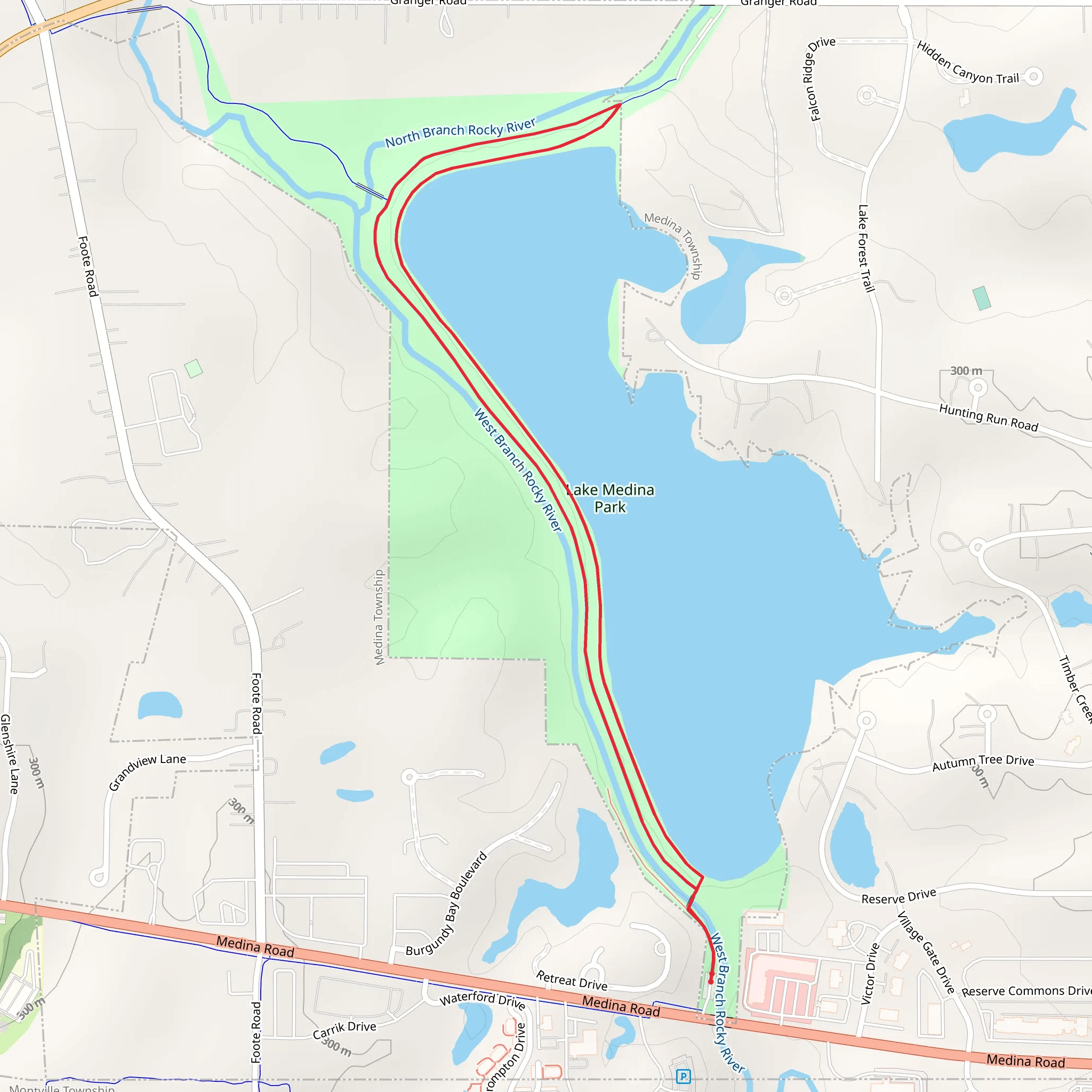 Lake Medina West Shore Loop Walk mobile static map