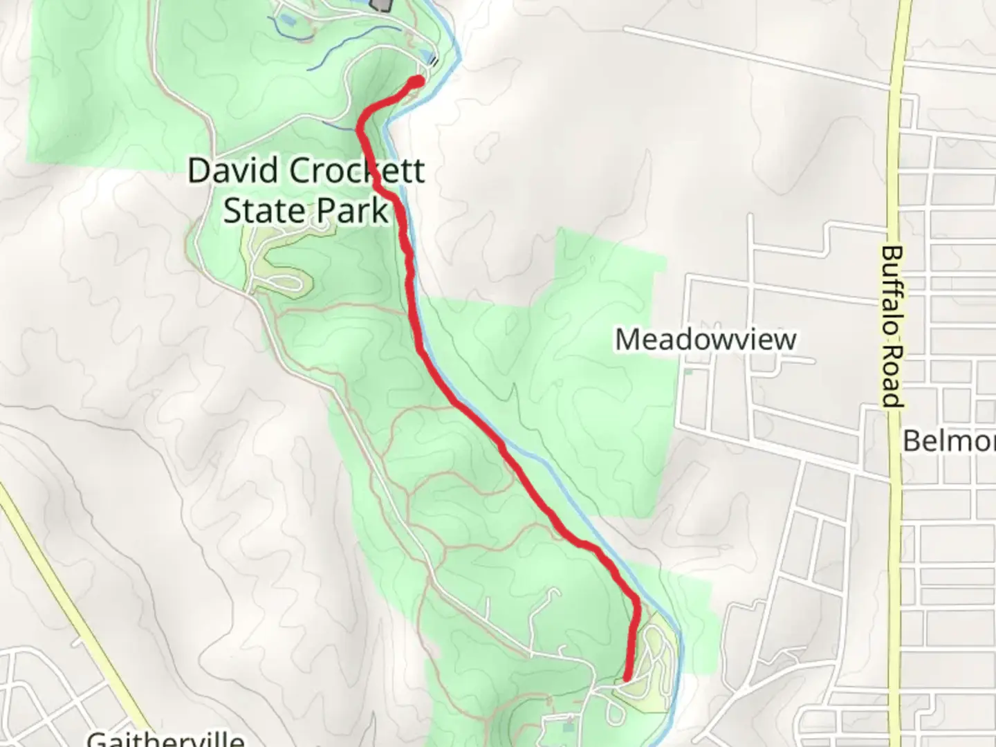 An image depicting the trail Shoal Creek Trail and its surrounding area.