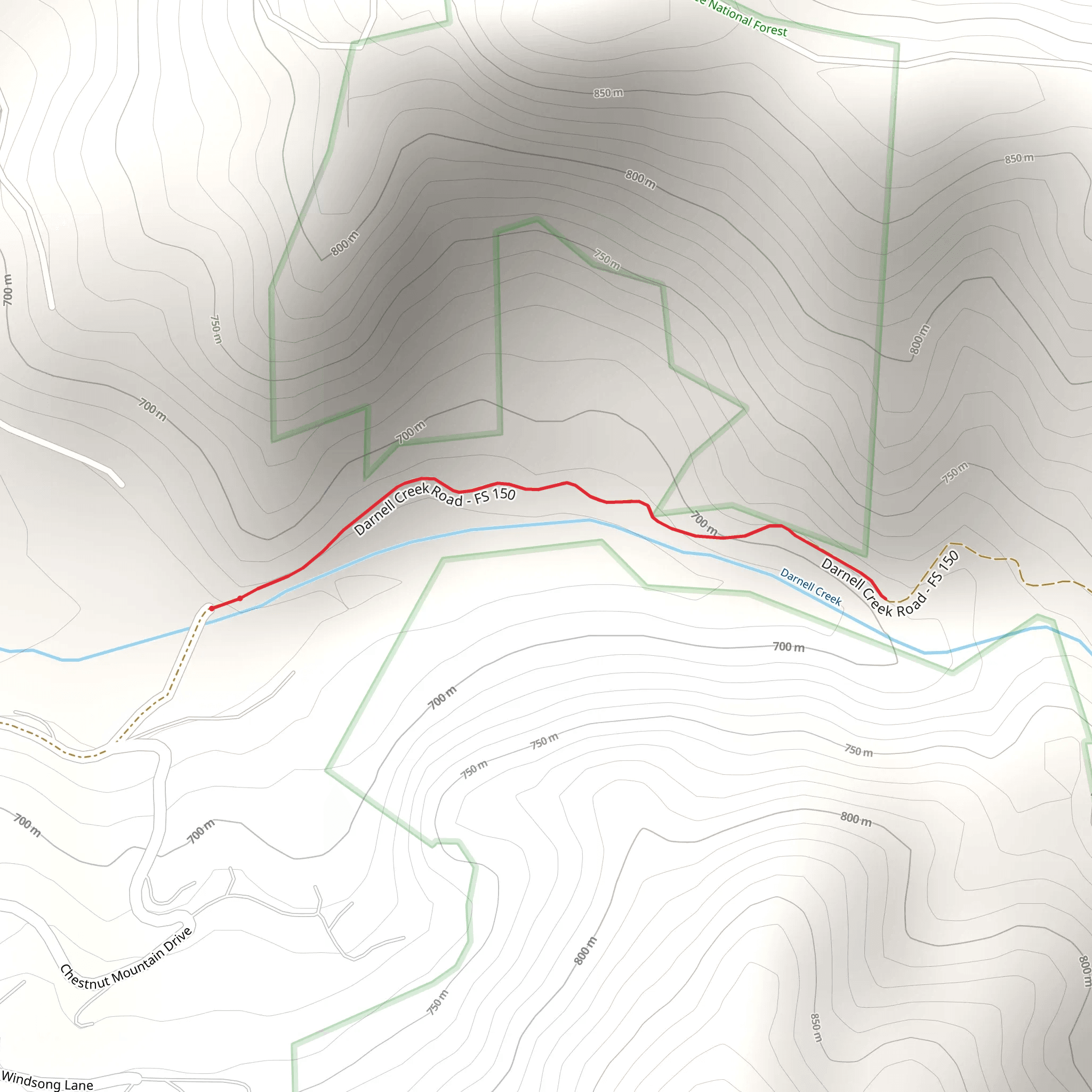 Darnell Creek Road mobile static map