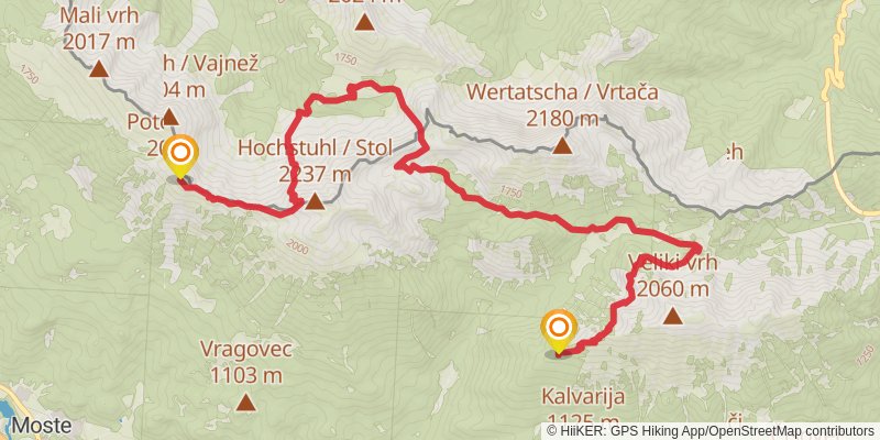 The Slovene Mountain Trail stage 14 Map