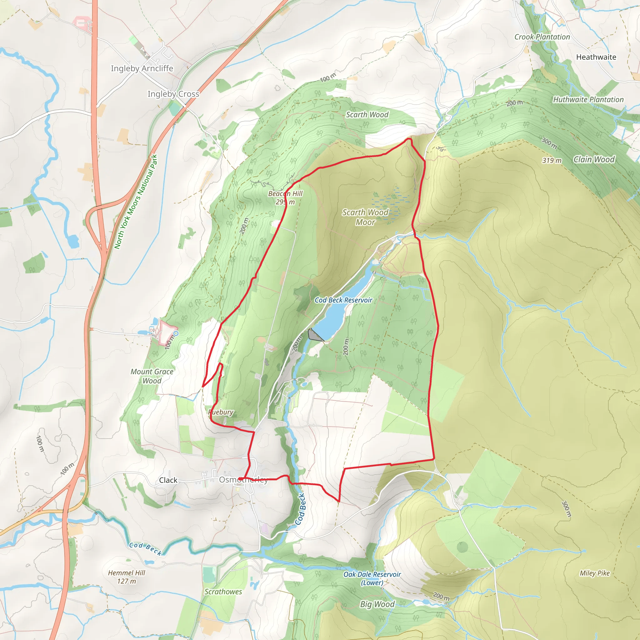 Beacon Hill and Burnthouse Wood Loop mobile static map