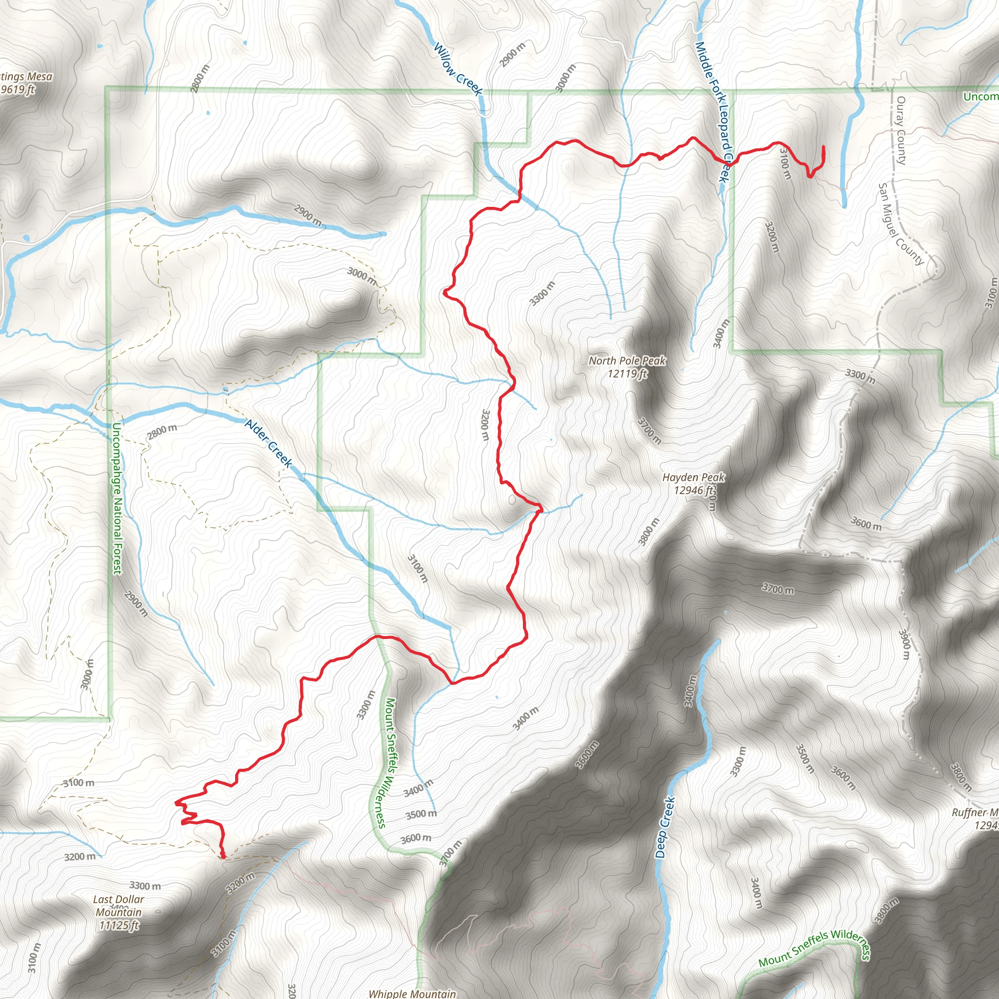 East Fork Leopard Creek via Alder Creek Trail mobile static map