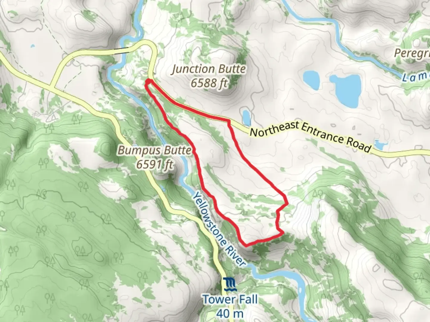 An image depicting the trail Specimen Ridge Trail and Yellowstone River Overlook and its surrounding area.