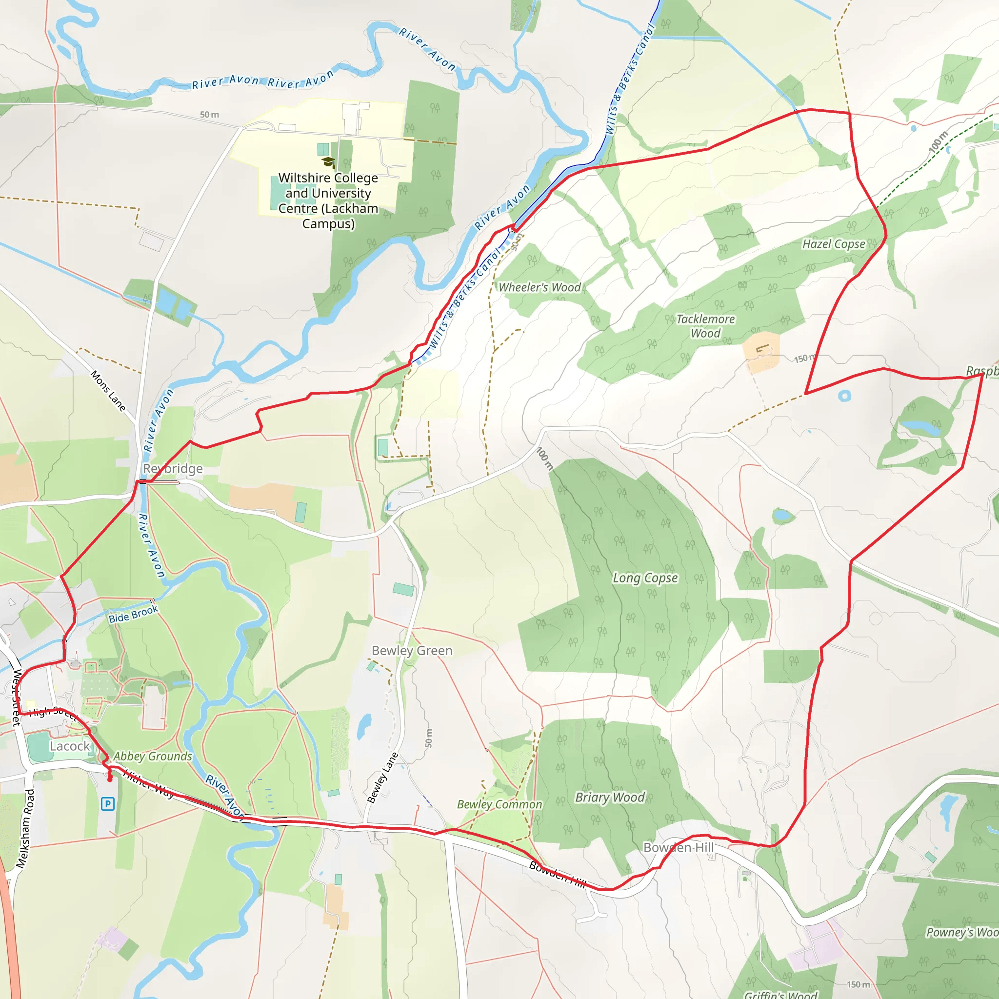 Lacock, Reybridge and Bowden Hill Loop mobile static map