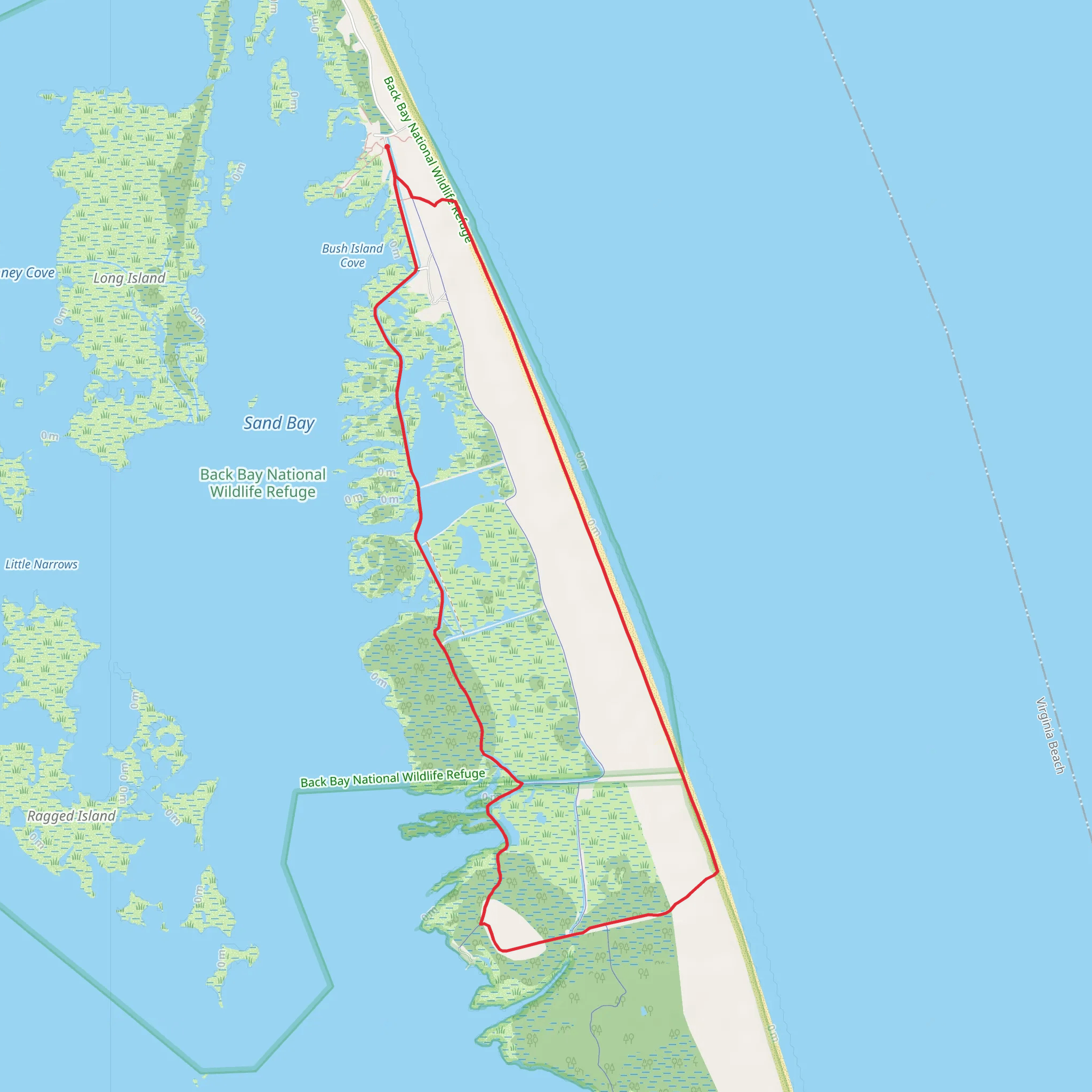 East Dike Trail Loop - Back Bay National Wildlife Refuge mobile static map