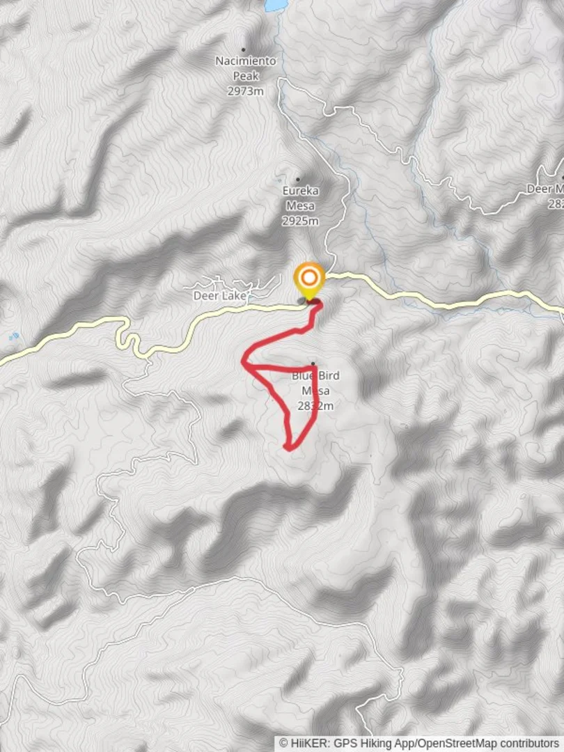 An image depicting the trail Blue Bird Mesa Loop and its surrounding area.