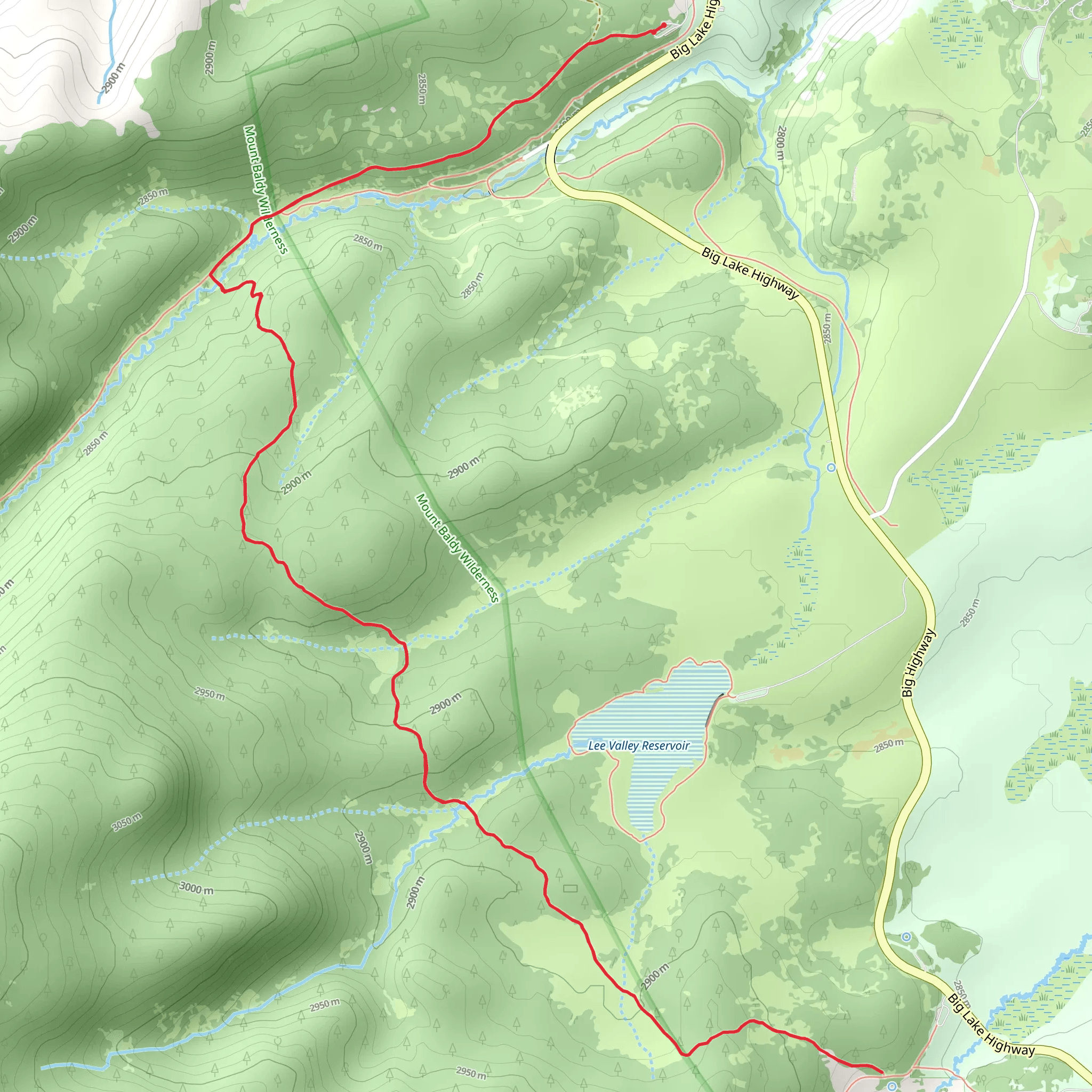 West Baldy Trail and Crossover Trail mobile static map