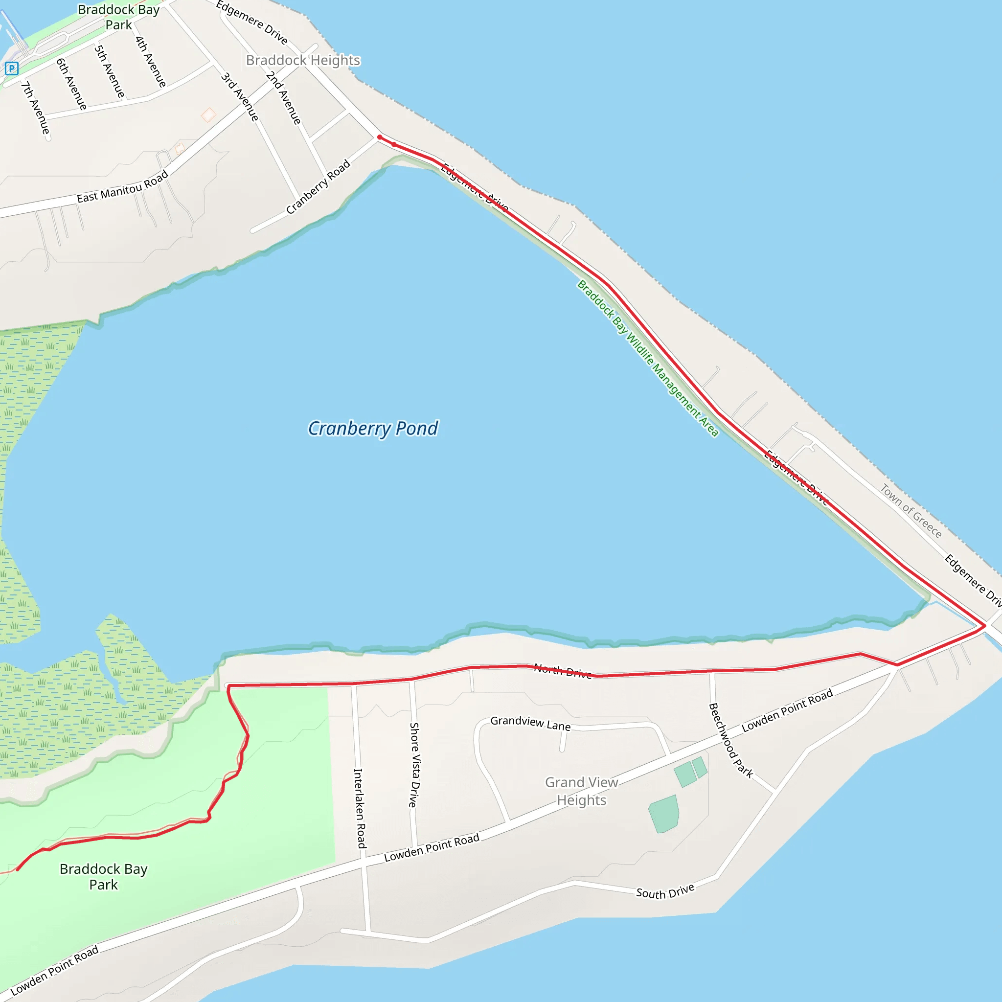 Cranberry Pond and Braddock Bay Park Trail mobile static map