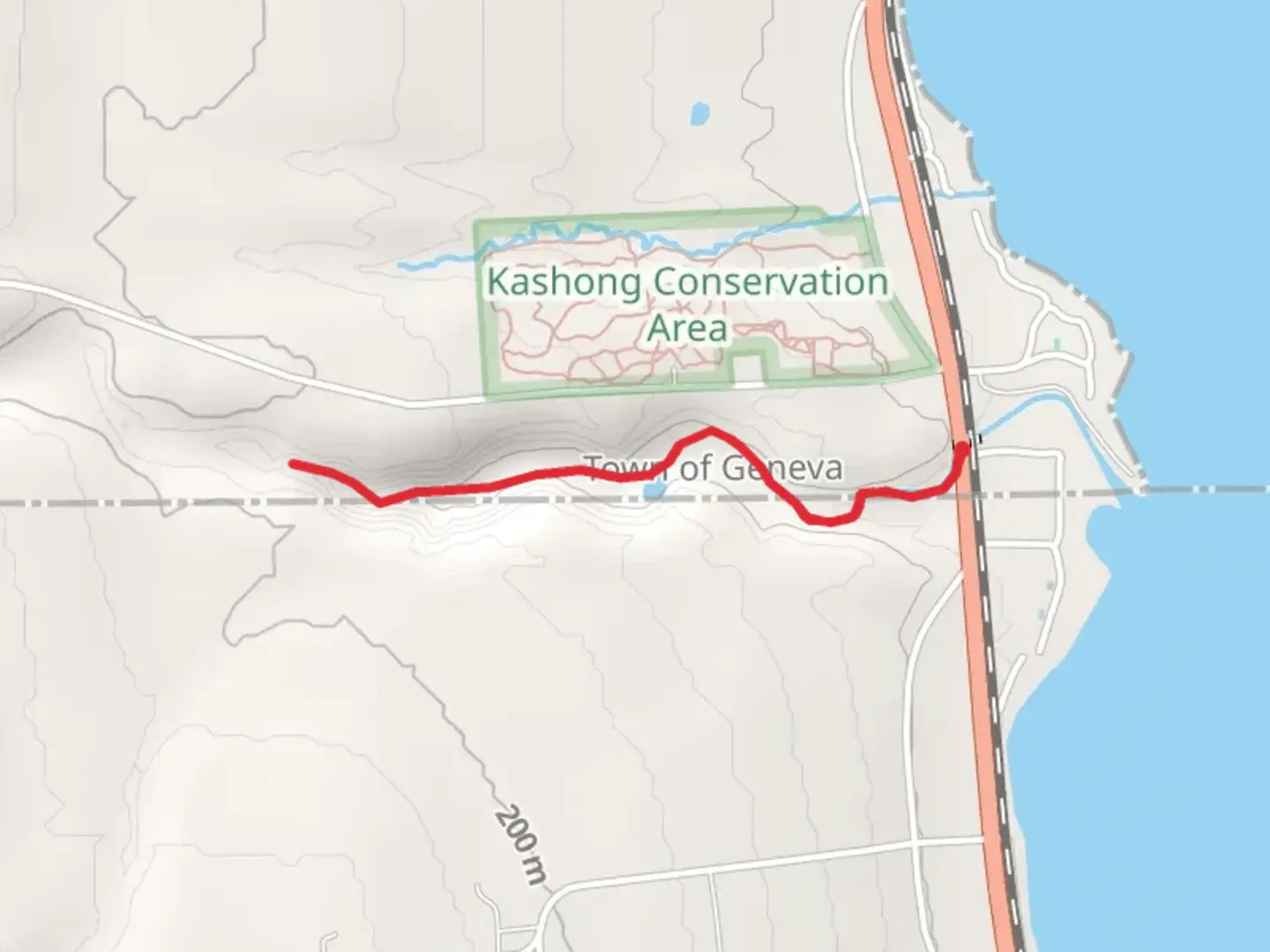 An image depicting the trail Kashong Creek Trail via West Lake Road and its surrounding area.