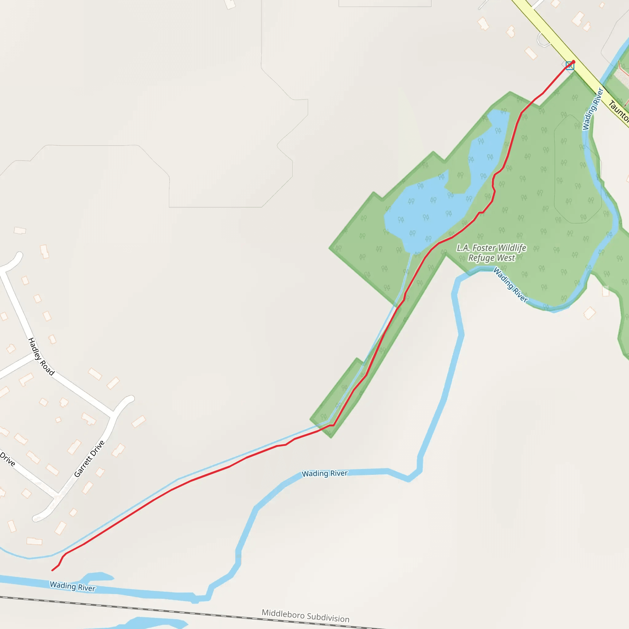 LA Foster Wildlife Refuge West to Wading River Trail mobile static map