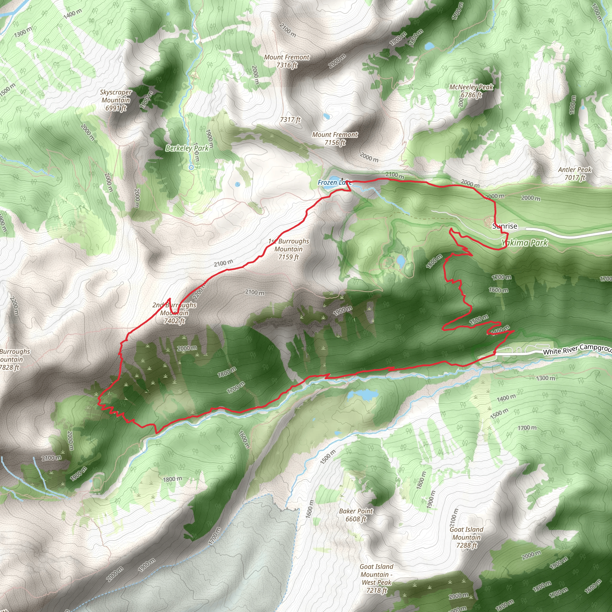 Burroughs Mountain Loop and Glacier Basin Trail mobile static map