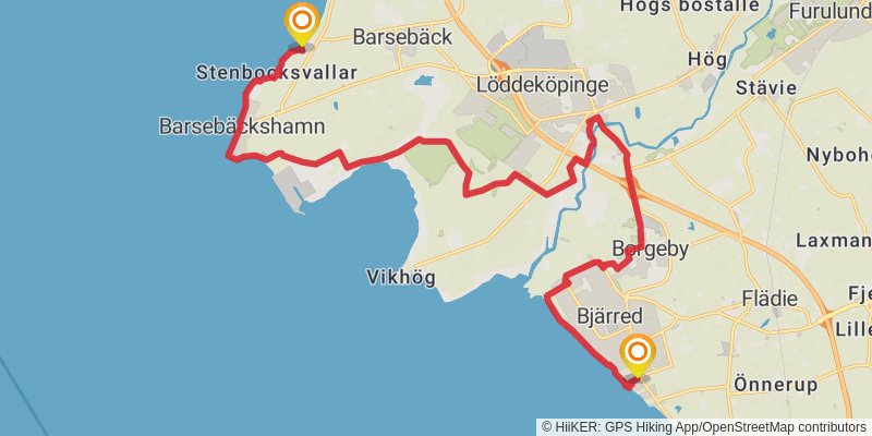 Skåneleden Trail stage 21 Map