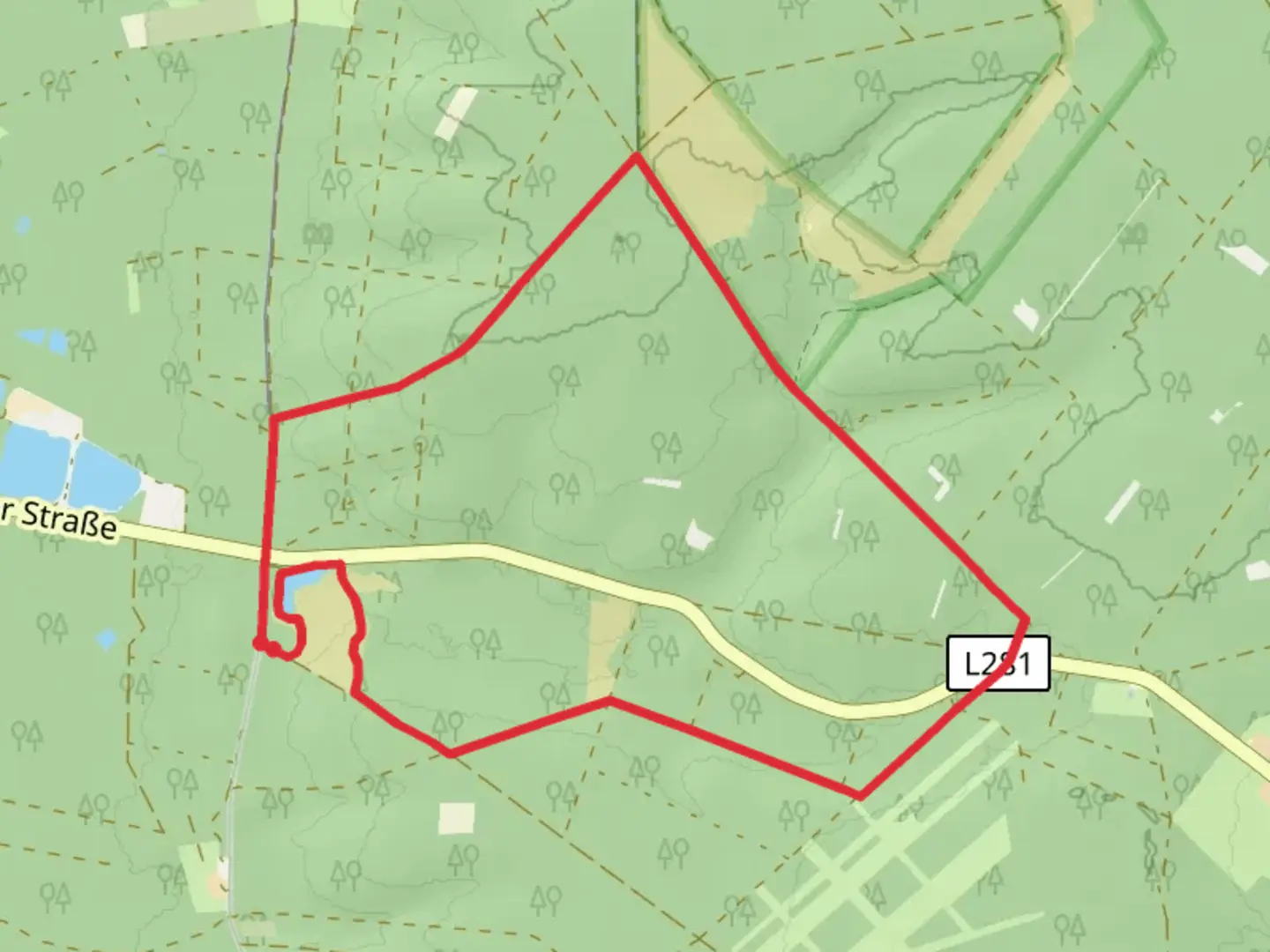 An image depicting the trail Angelbecksteich via Jakobusweg - Lueneburger heide Path and its surrounding area.
