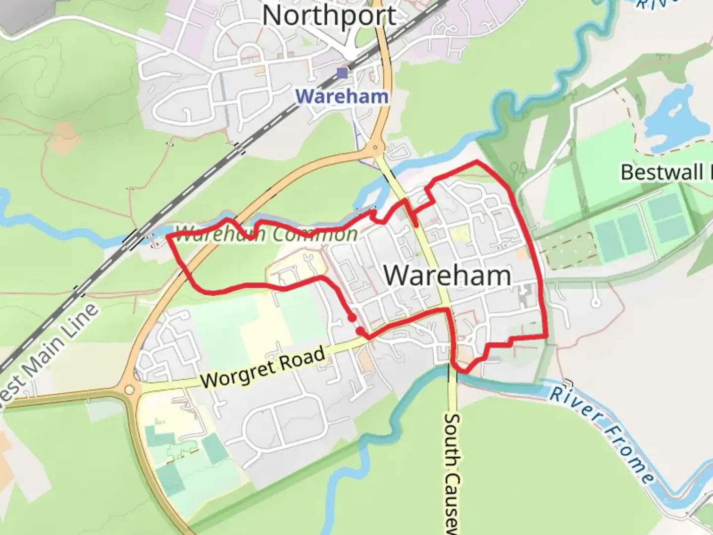 An image depicting the trail Wareham Common via Purbeck Way and its surrounding area.