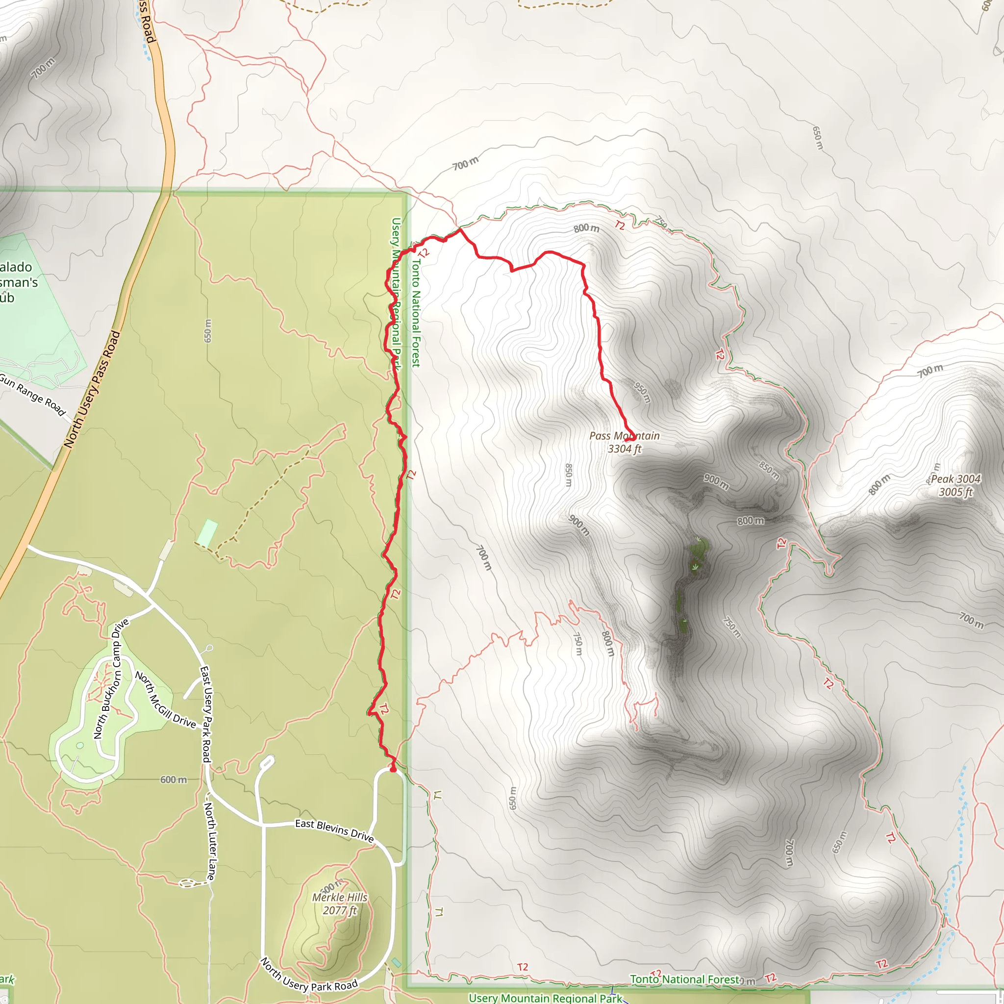Pass Mountain Trail Out and Back mobile static map