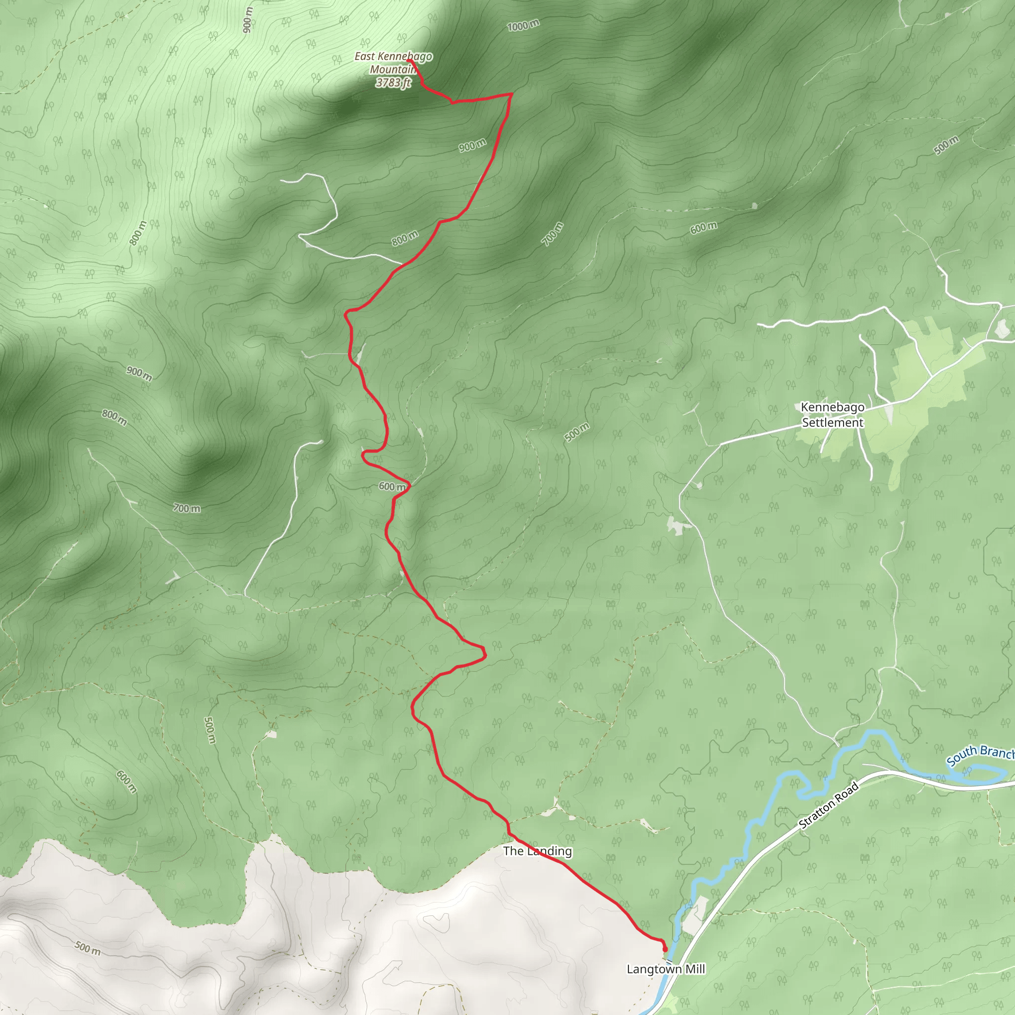 East Kennebago Mountain from Langtown Mill mobile static map