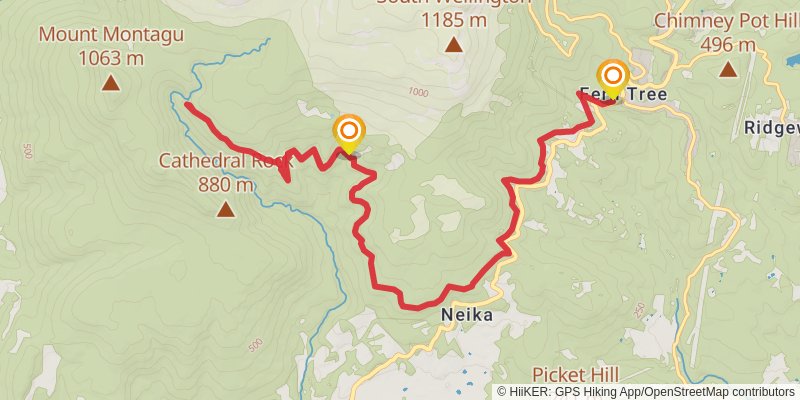 Fern Tree to Wellington Falls Trail stage 2 Map