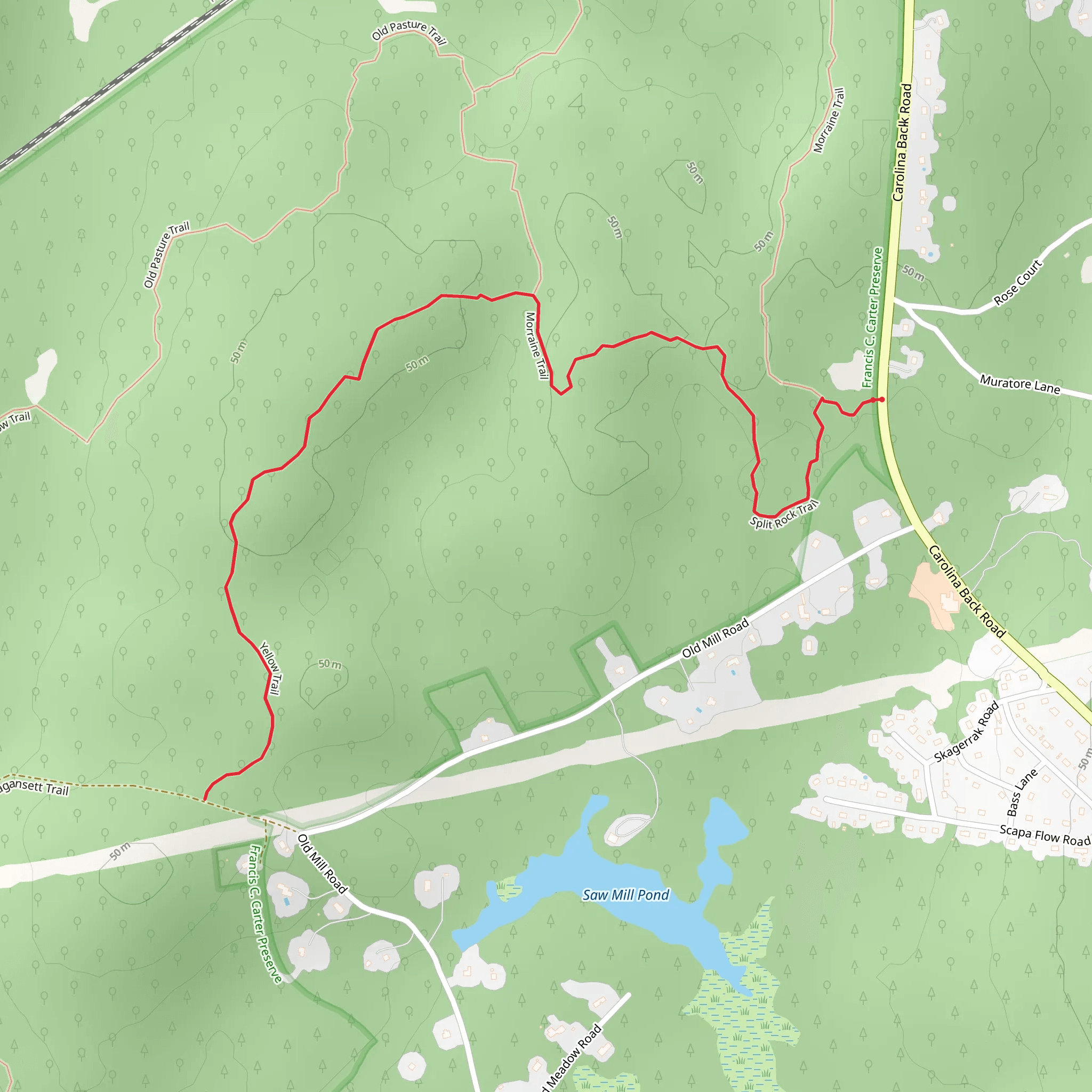 Old Pasture - Morraine - Split Rock Trail mobile static map