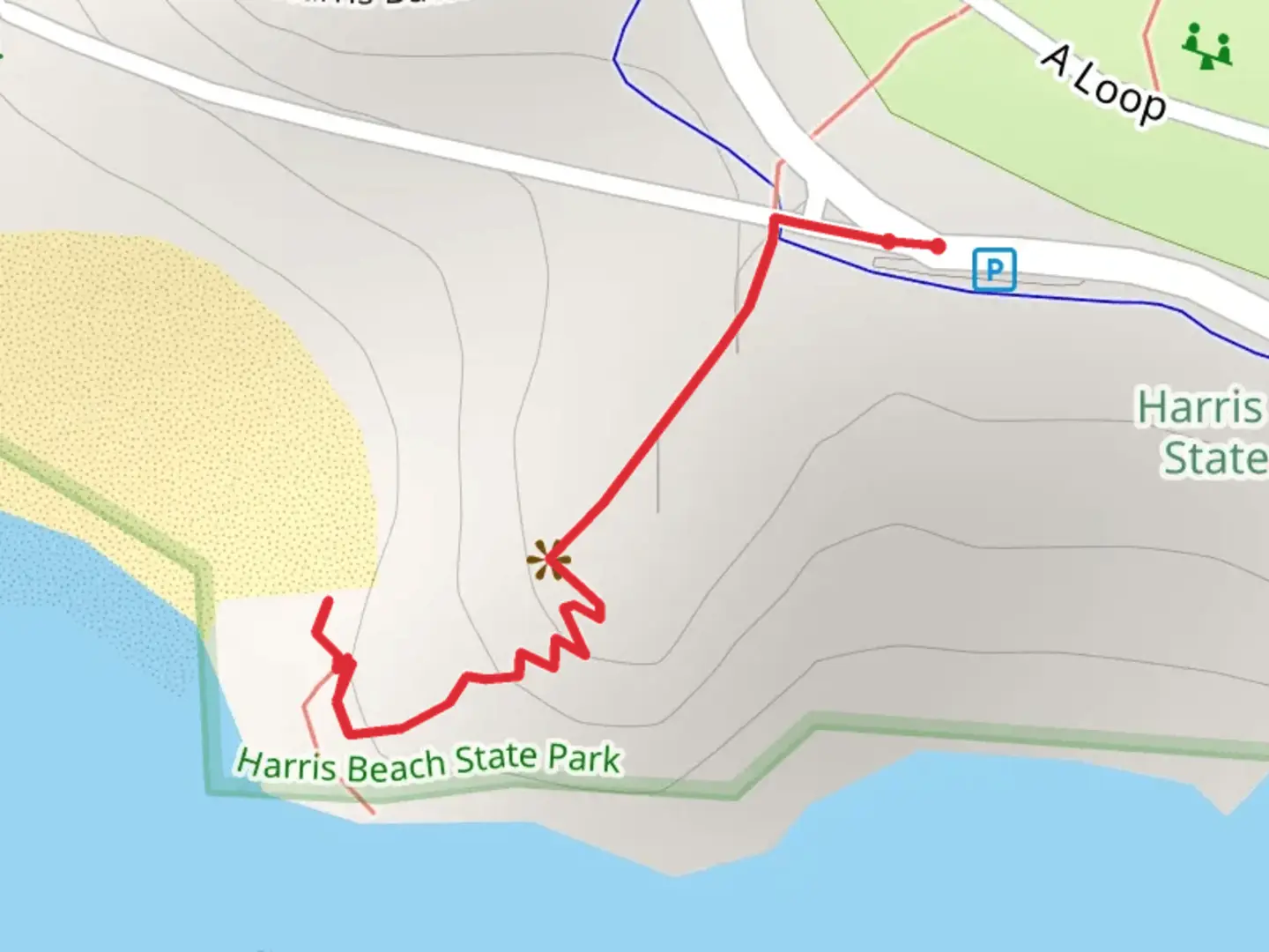 An image depicting the trail Old US Highway 101 and its surrounding area.