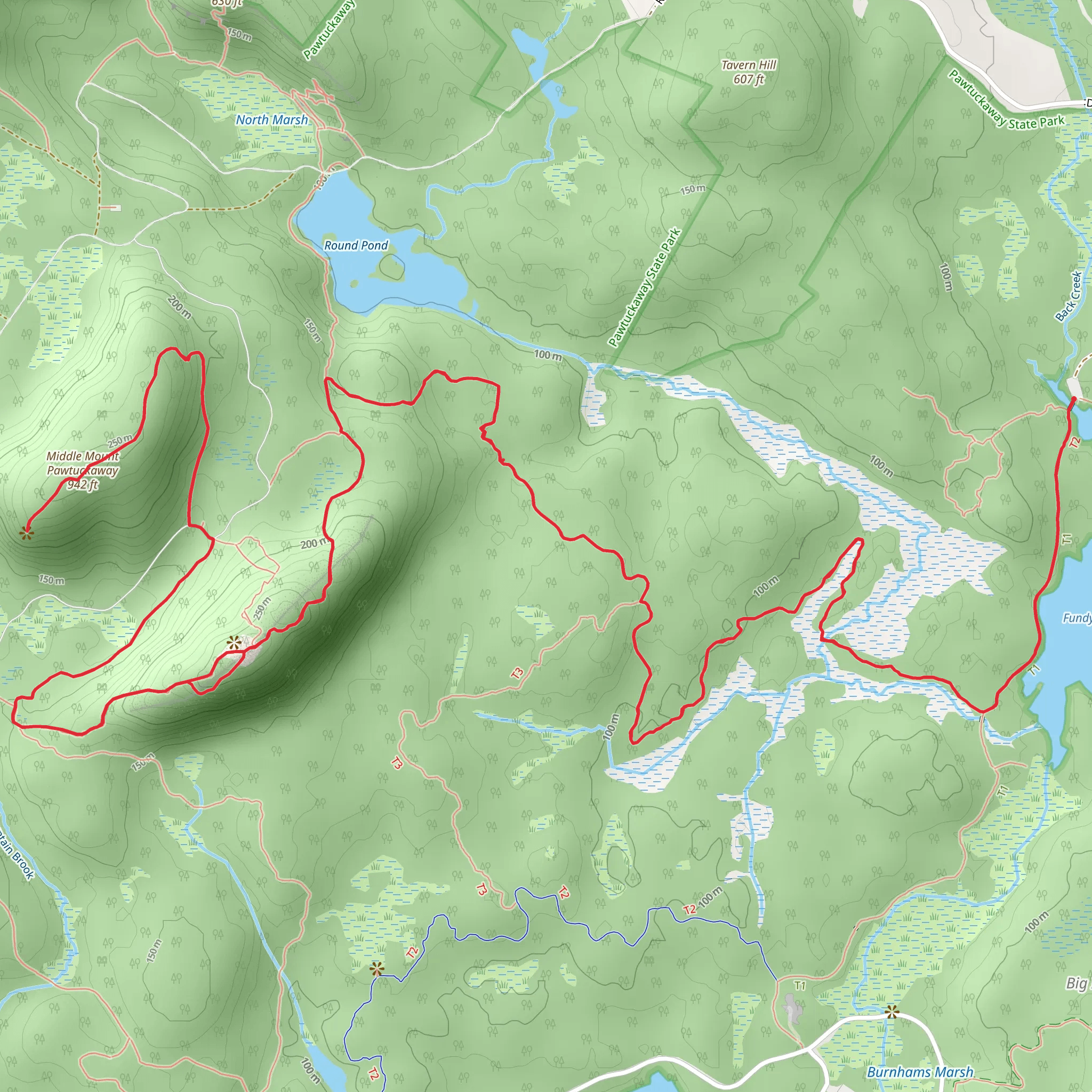 South and Middle Mount Pawtuckaway Trail mobile static map