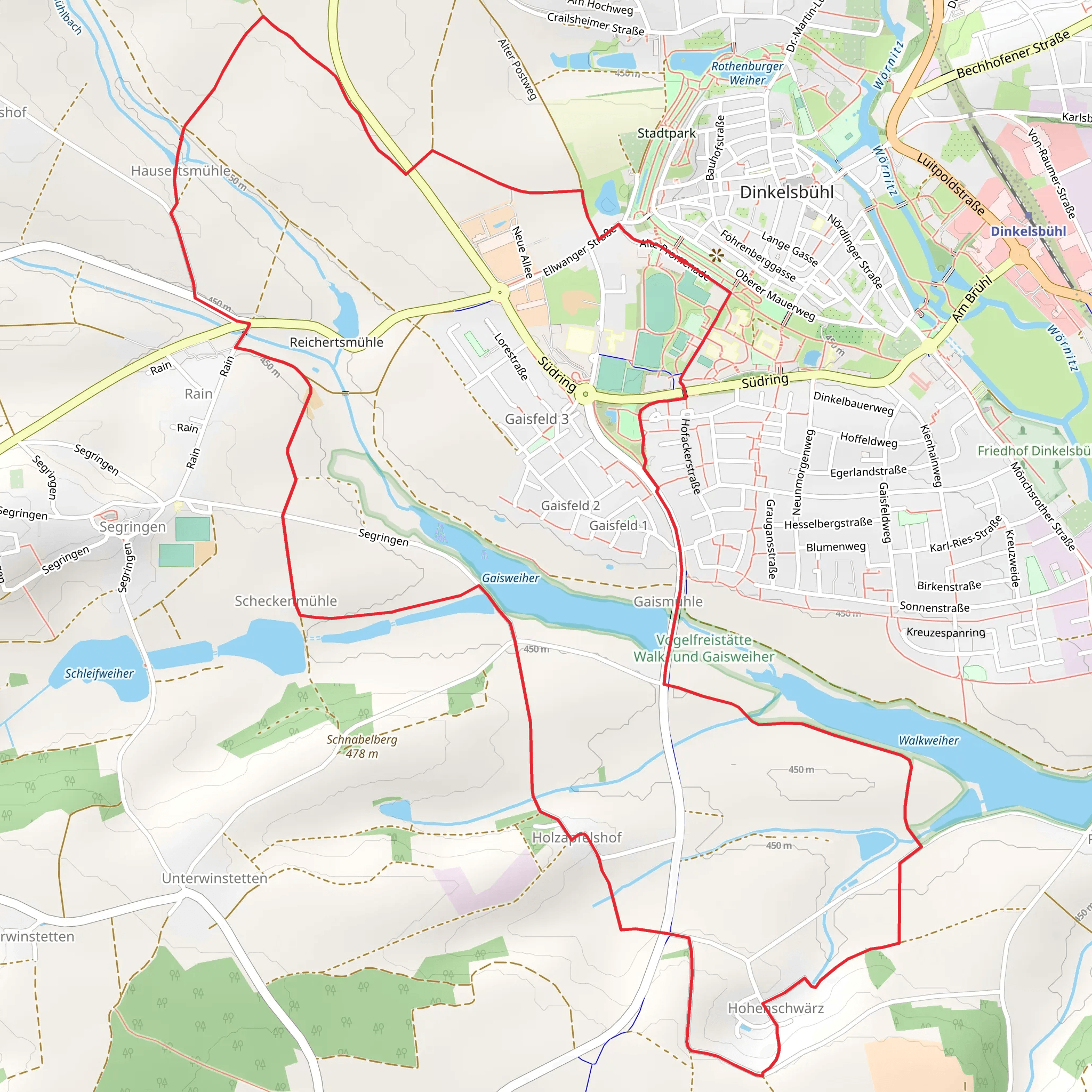 Gaisweiher via Rundweg Dinkelsbuehl mobile static map
