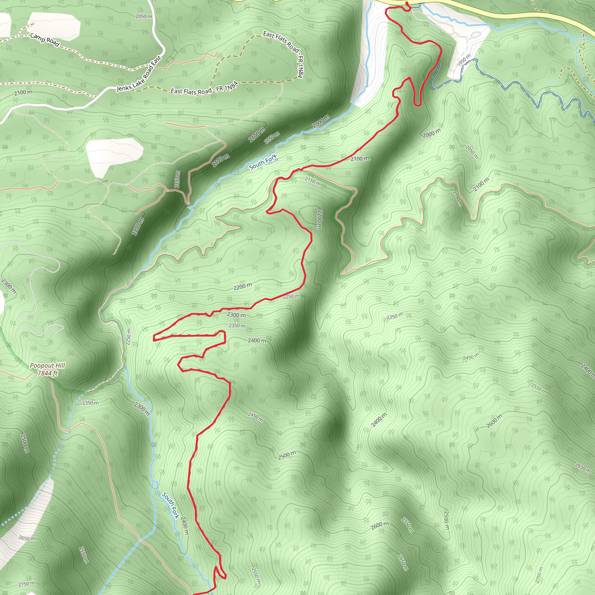 Lost Creek Trail via Santa Ana River Trail mobile static map