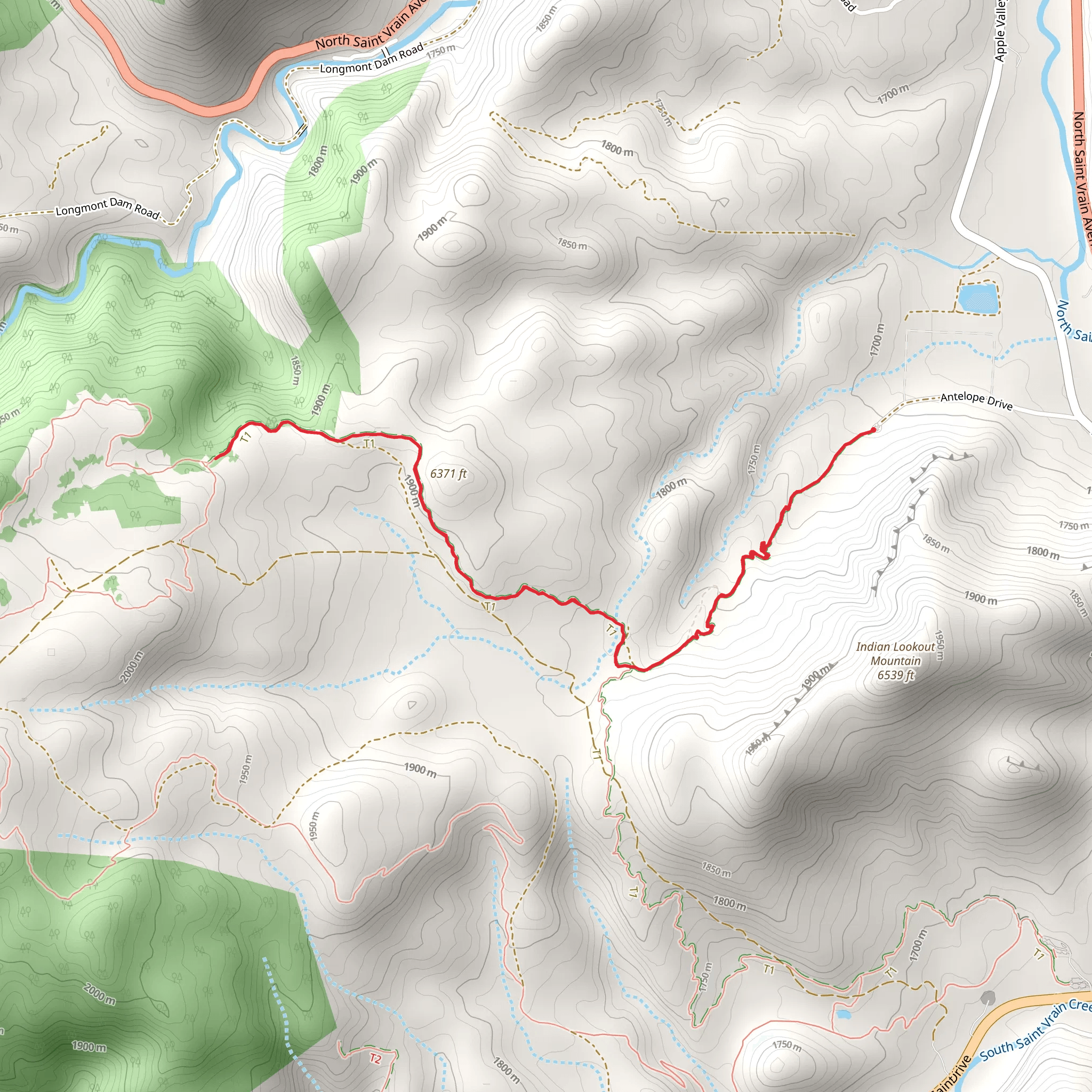 Antelope and Bitterbrush Trail mobile static map