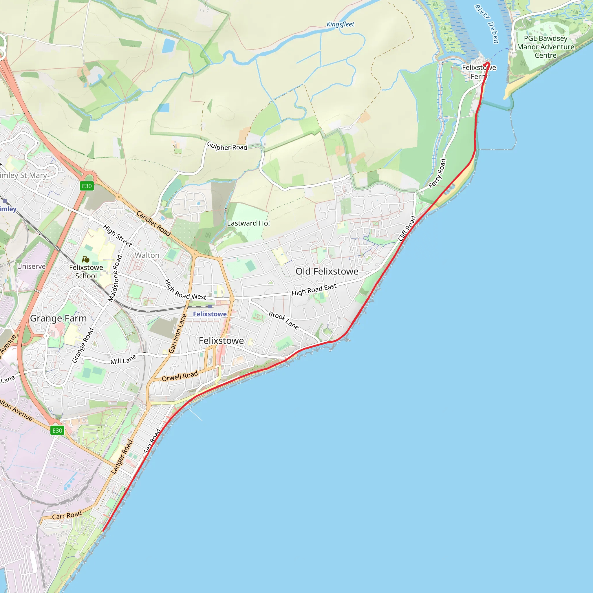 Felixstowe Shore Walk mobile static map