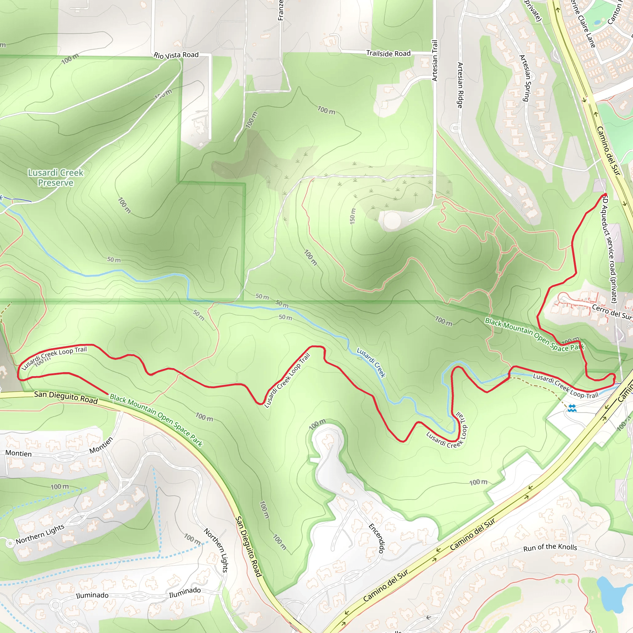 Lusardi Creek Loop Trail mobile static map