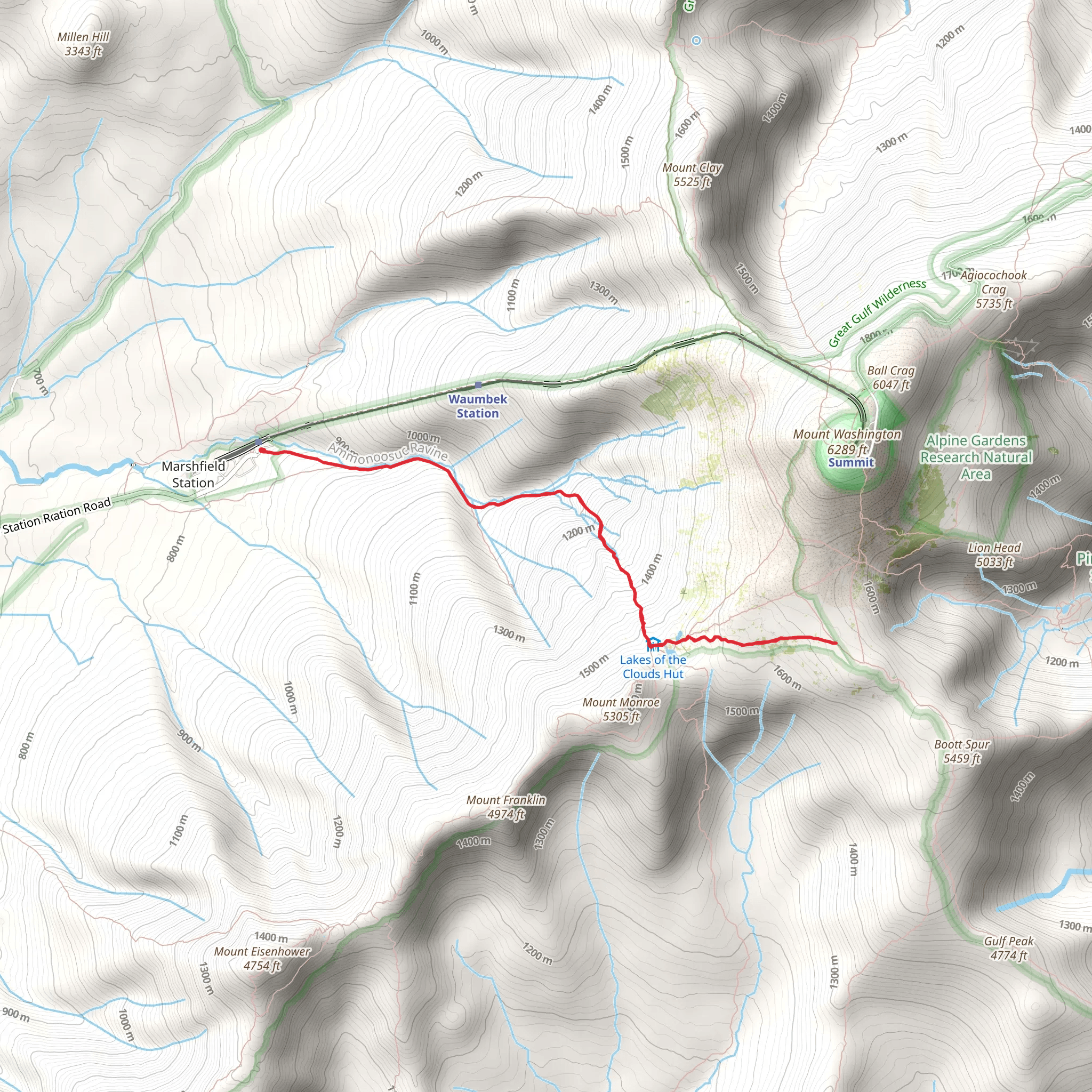 Camel Trail via Ammonoosuc Ravine Trail mobile static map