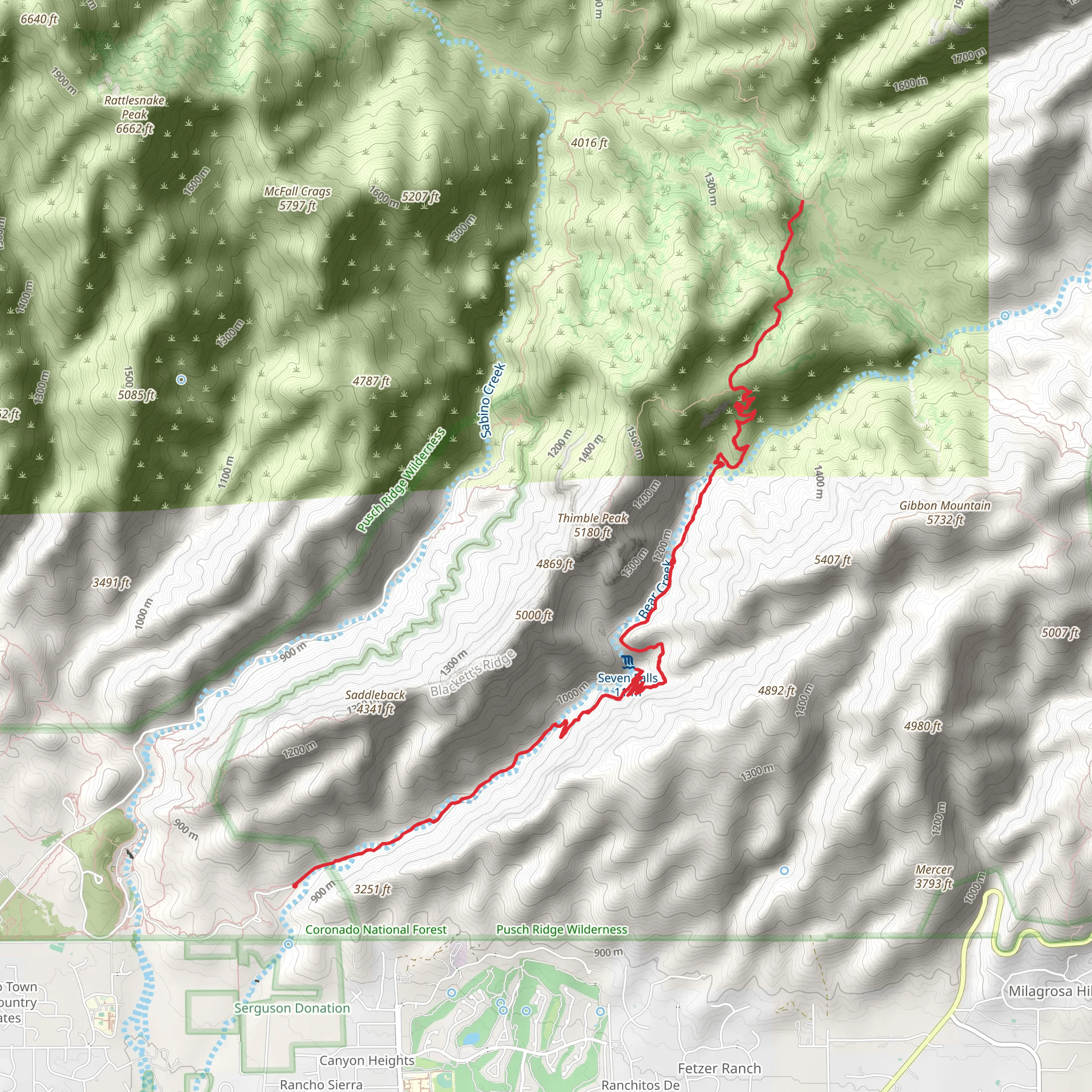 Bear Canyon Trail mobile static map