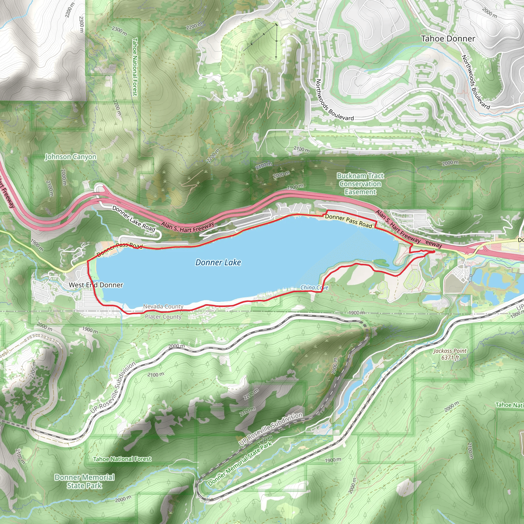 Donner Lake Loop mobile static map