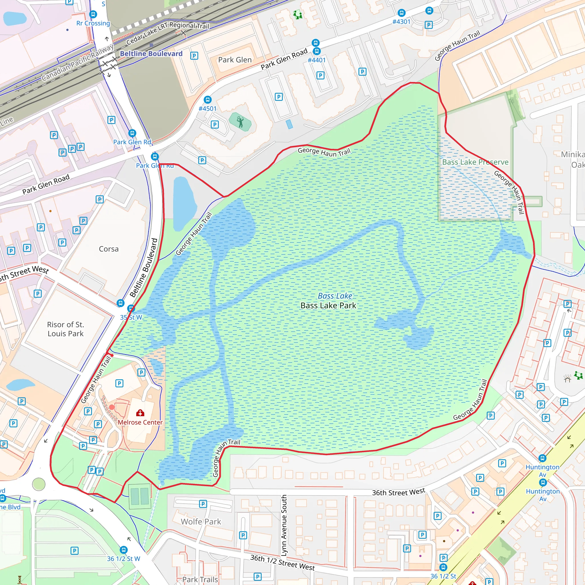 Bass Lake Park - George Haun Loop Trail mobile static map