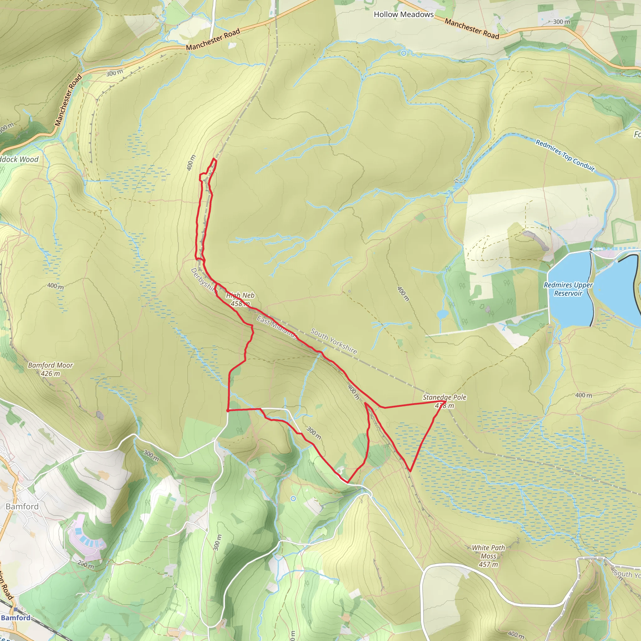Stanage Edge from Dennis Knoll near Bamford mobile static map