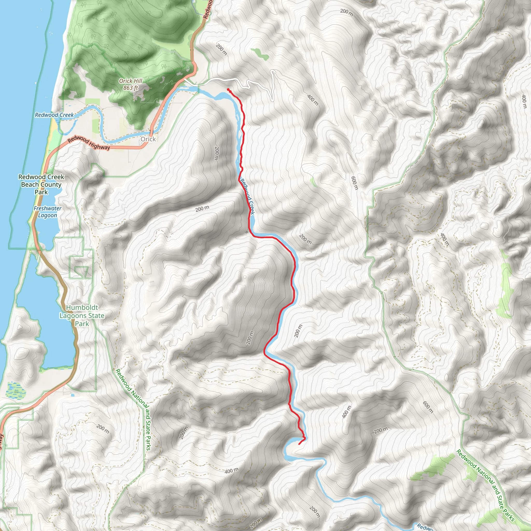 Redwood Creek Trail mobile static map
