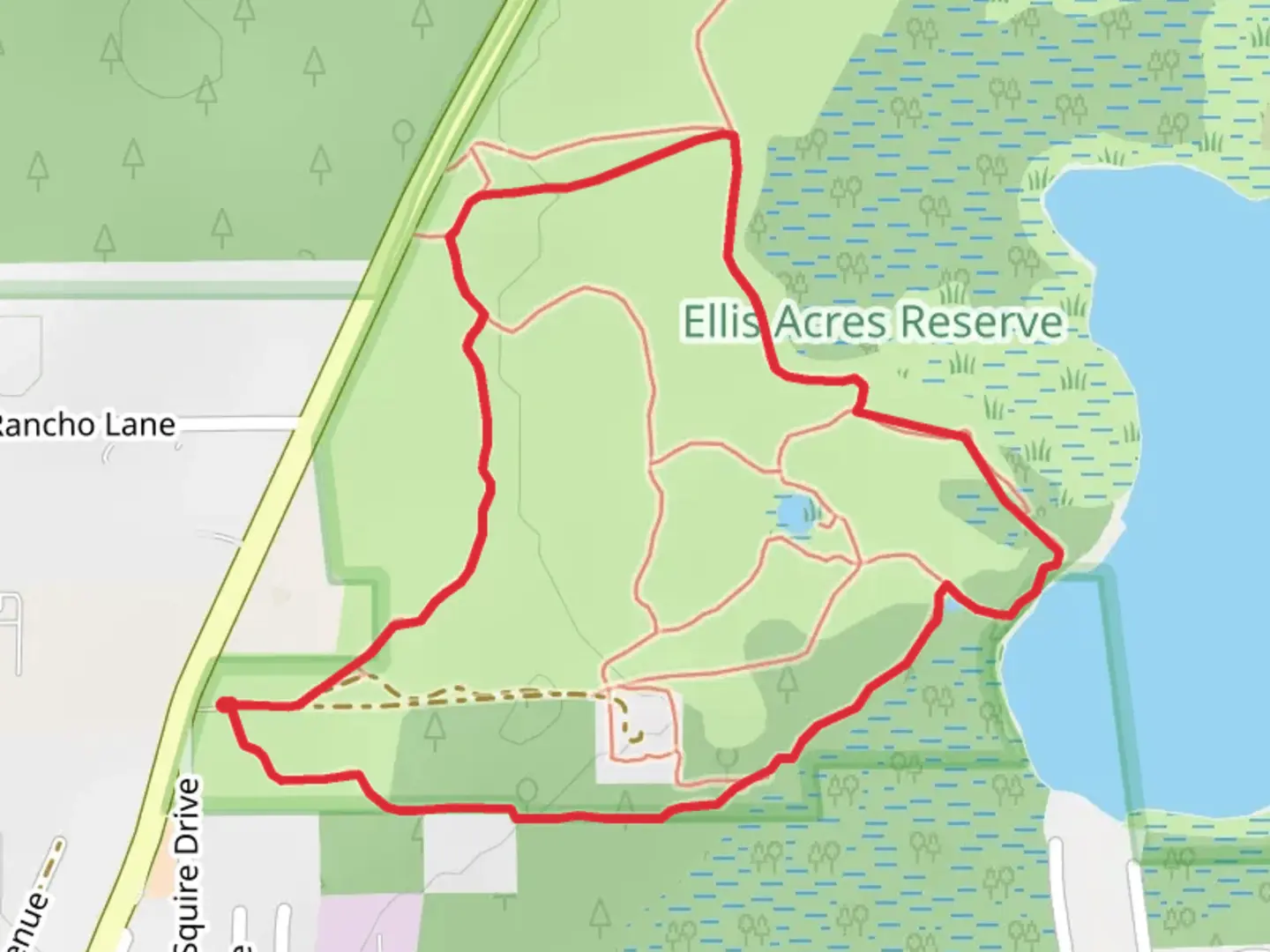 An image depicting the trail Lake Akron Overlook Loop and its surrounding area.