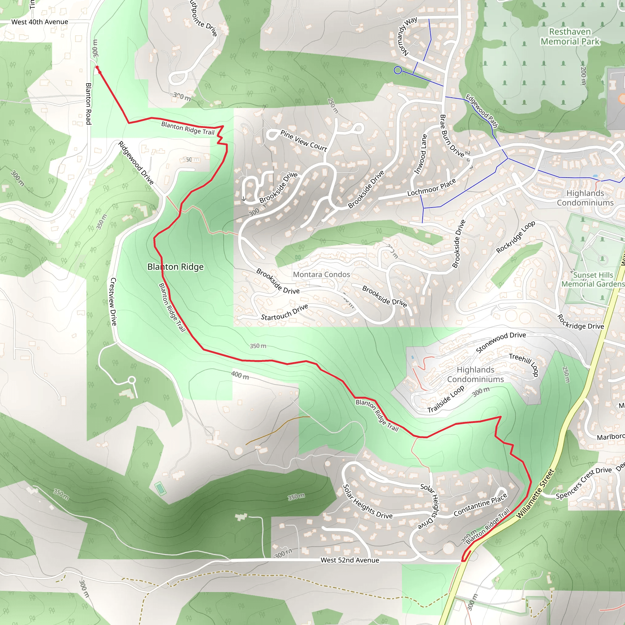 Blanton Ridge Trail mobile static map